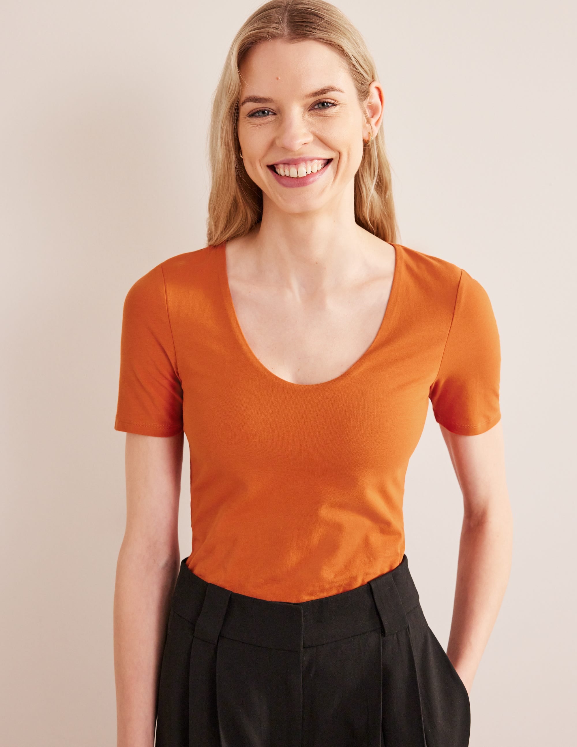 Double Layer Short Sleeve Top-Rust - Image 1