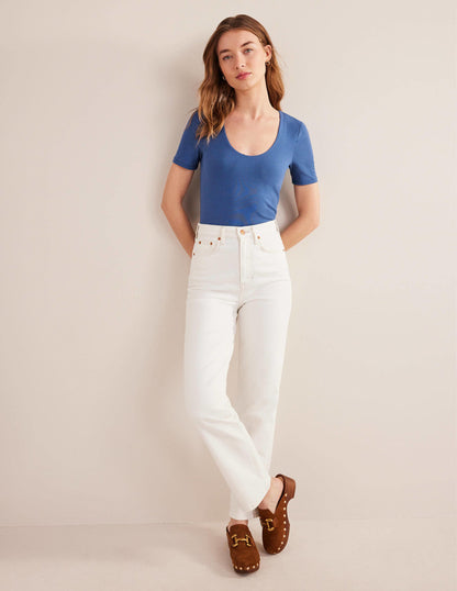 Top double épaisseur à manches courtes-Bleu marine authentique-4