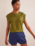 T-shirt col rond en lin-Roseau fluvial