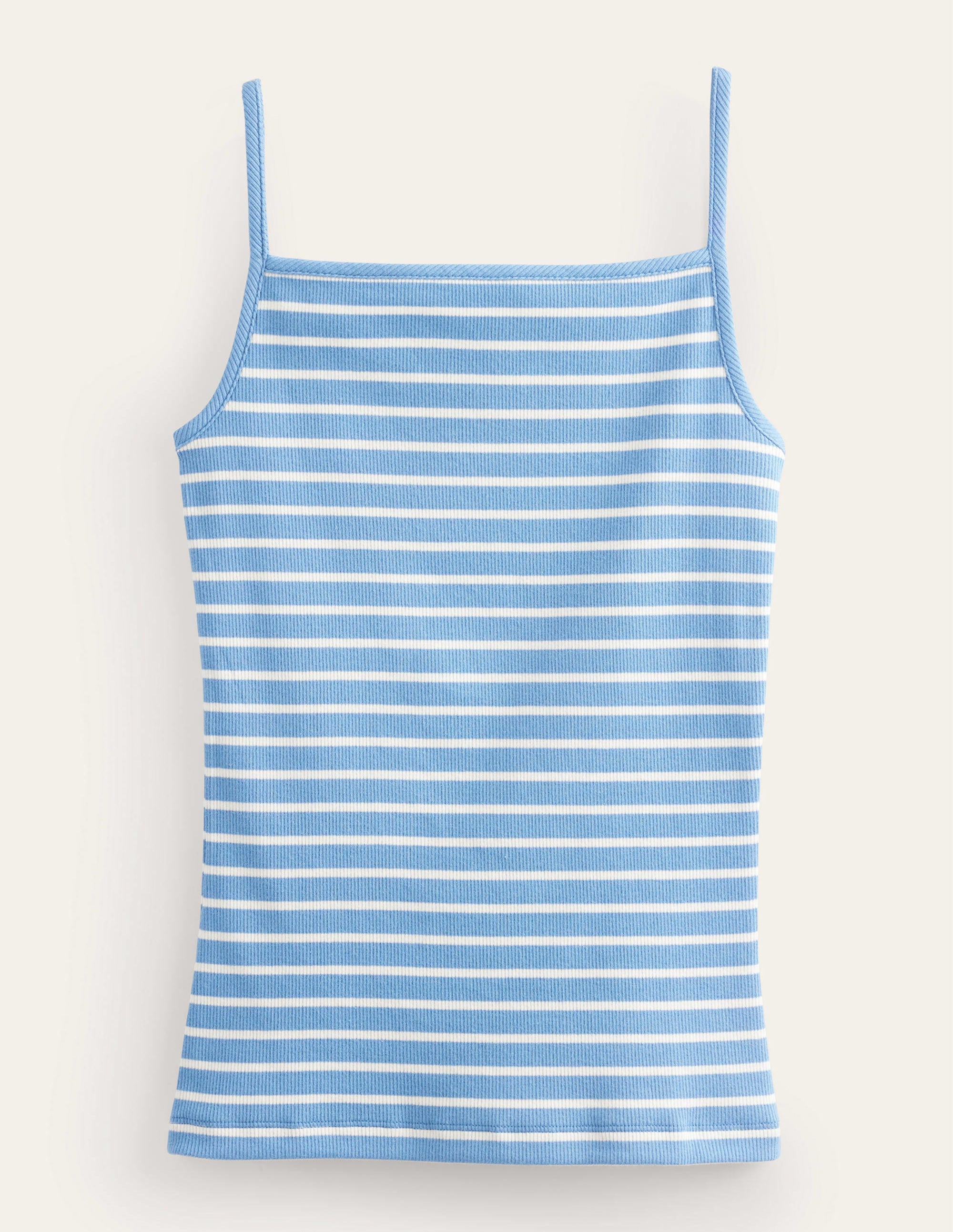 Square Neck Ribbed Tank Top-Blue/Ivory Stripe - Image 5