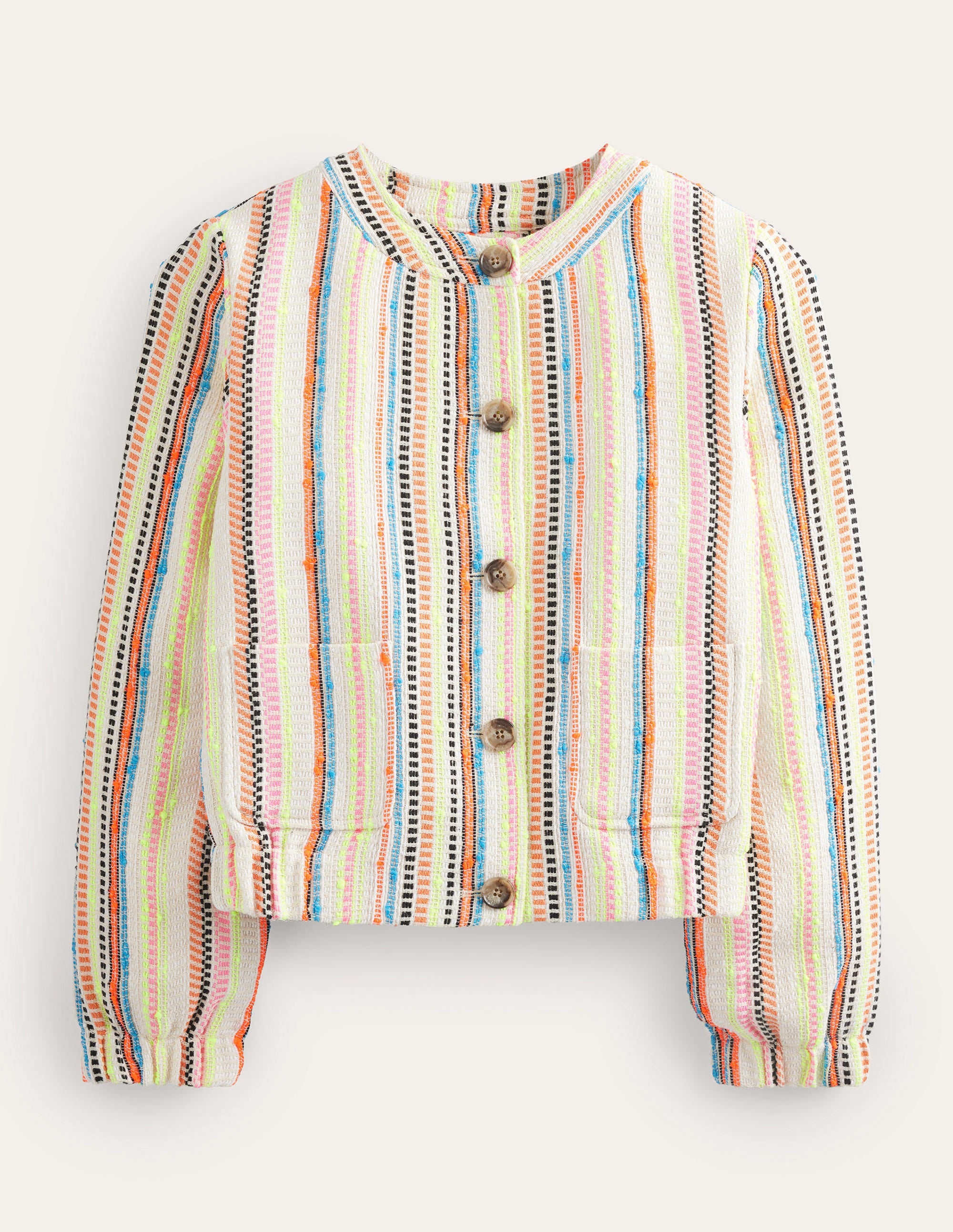 Veste boutonnée et texturée-Ivoire, rayé multi - Image 6