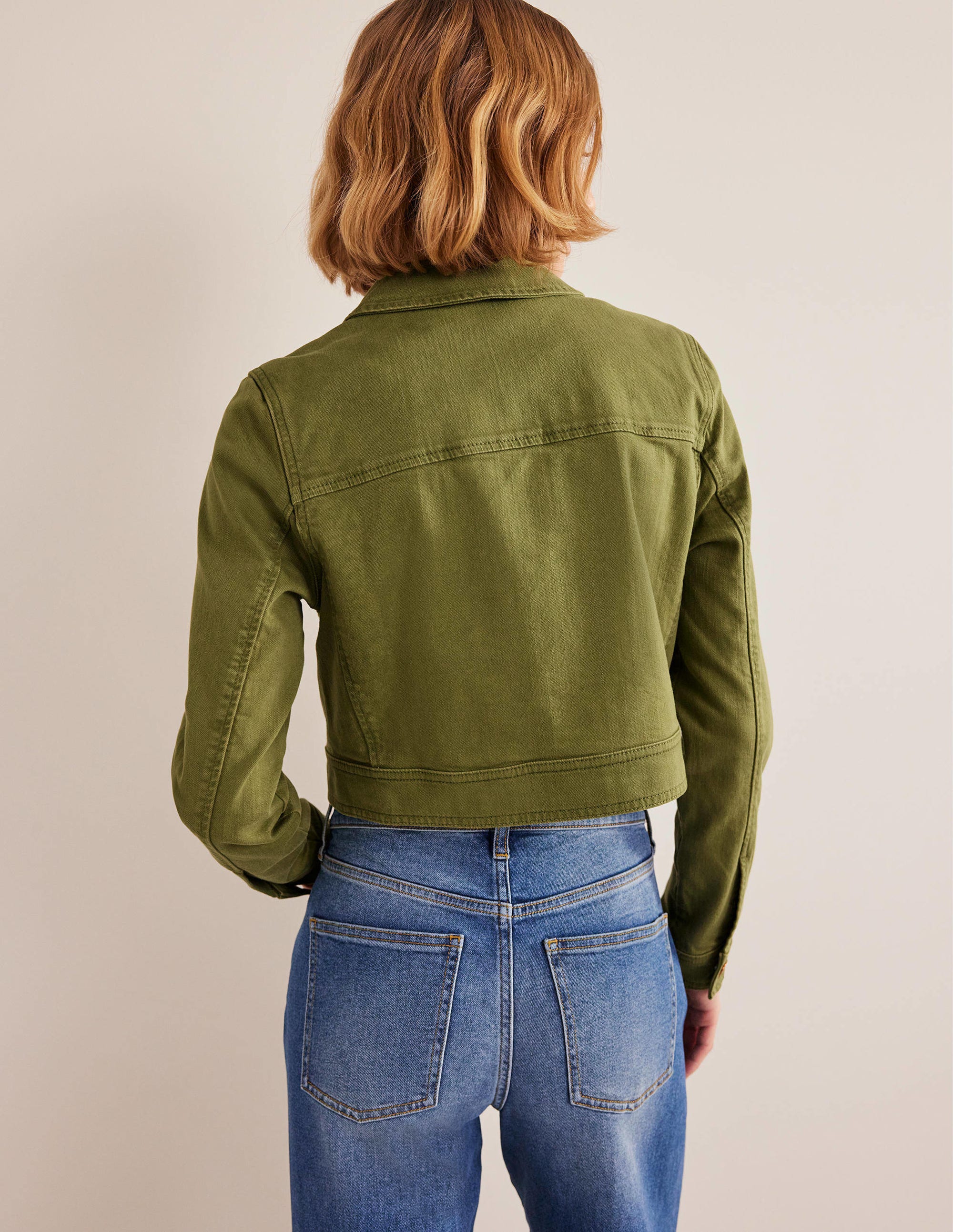 Veste courte décontractée en coton-Aquamarine - Image 3