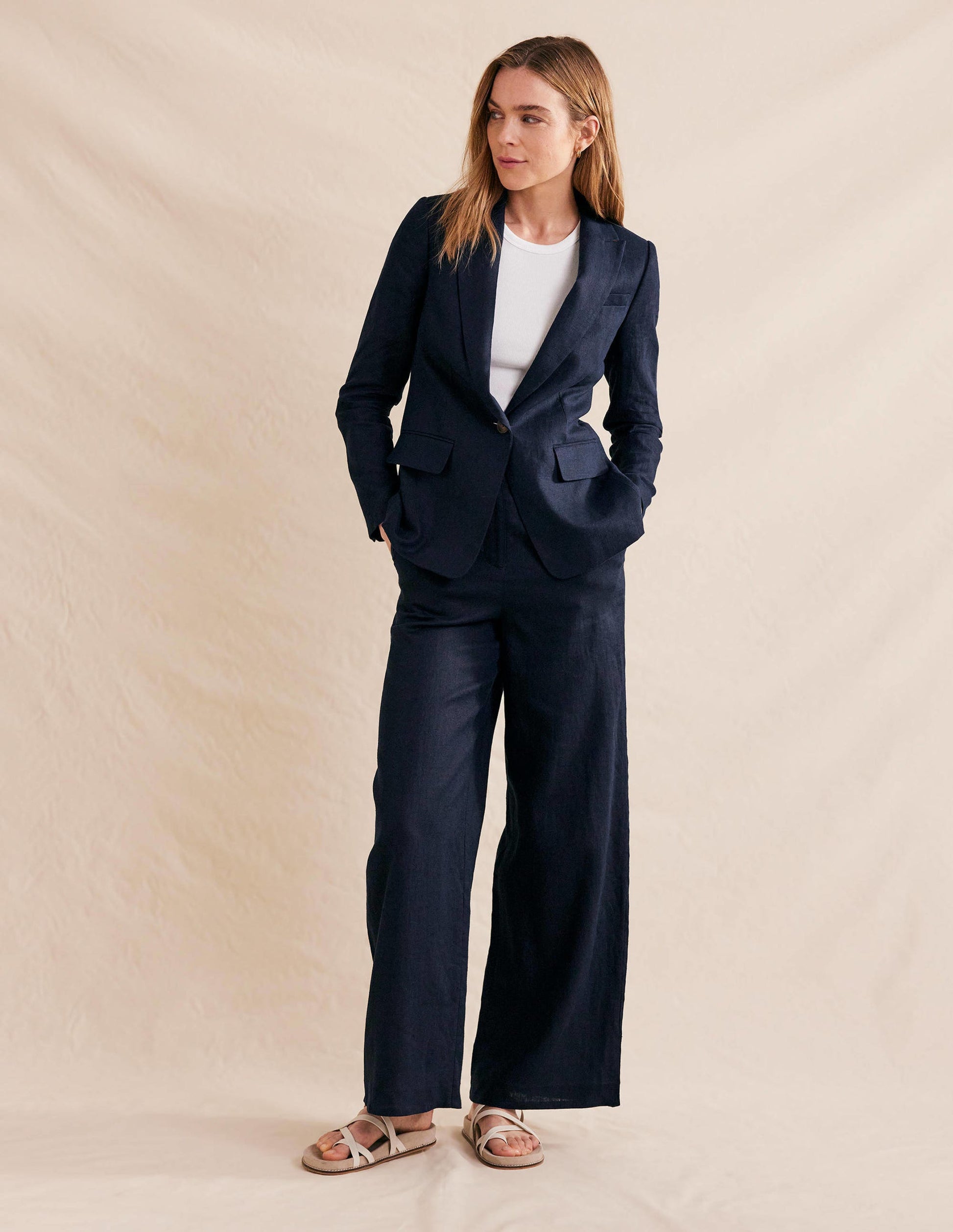 Cambridge Leinenblazer-Aqua Marine Marl-4