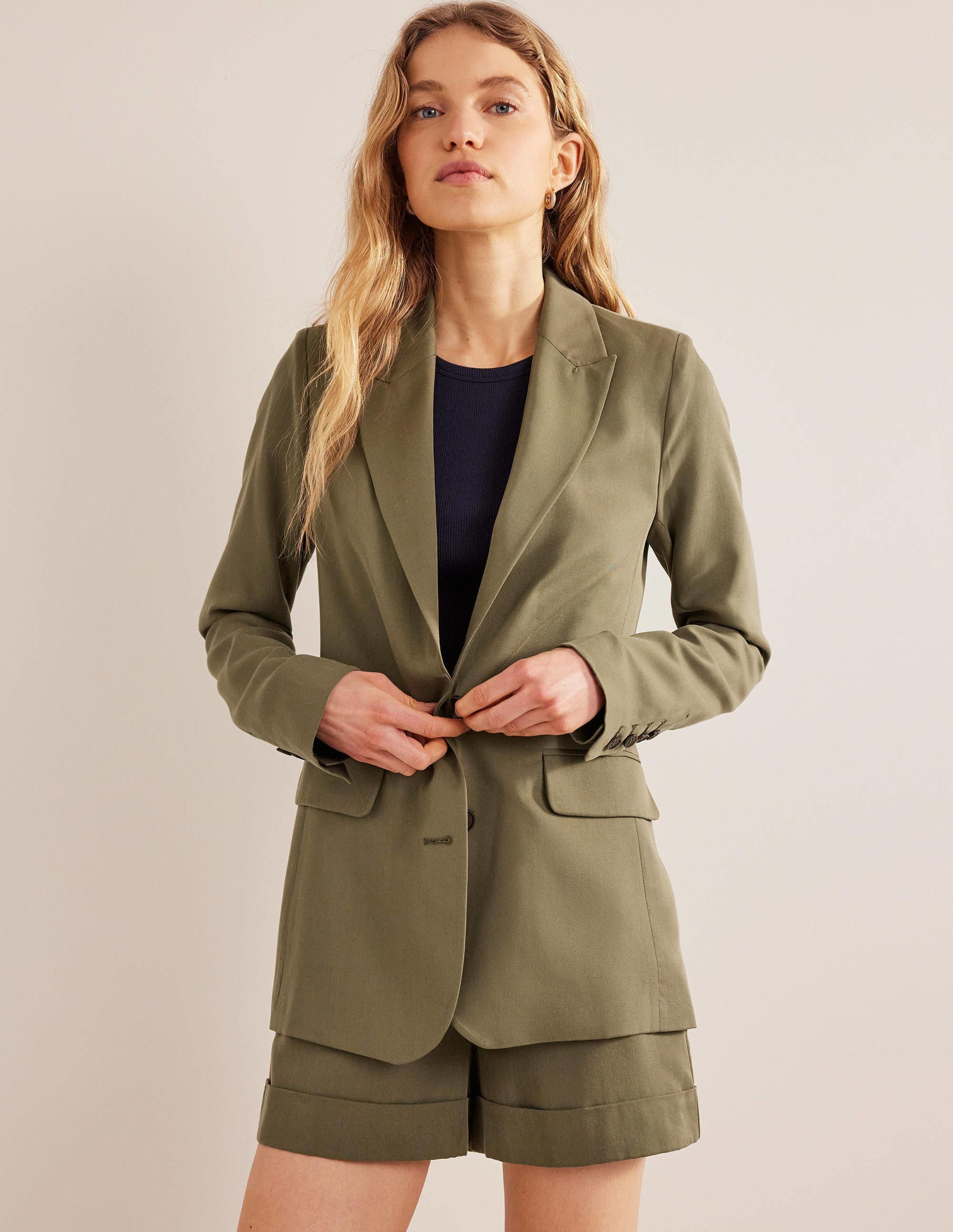 Tencel Relaxed Blazer-Washed Khaki - Image 1