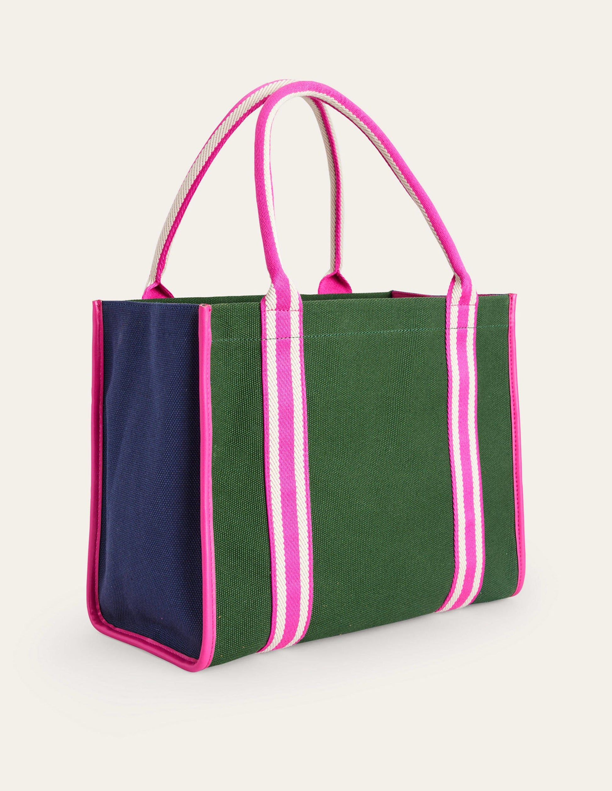 Sac cabas Tilda en toile-Rose, bleu marine, colourblock vert-3