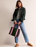 Sac cabas Tilda en toile-Rose, bleu marine, colourblock vert