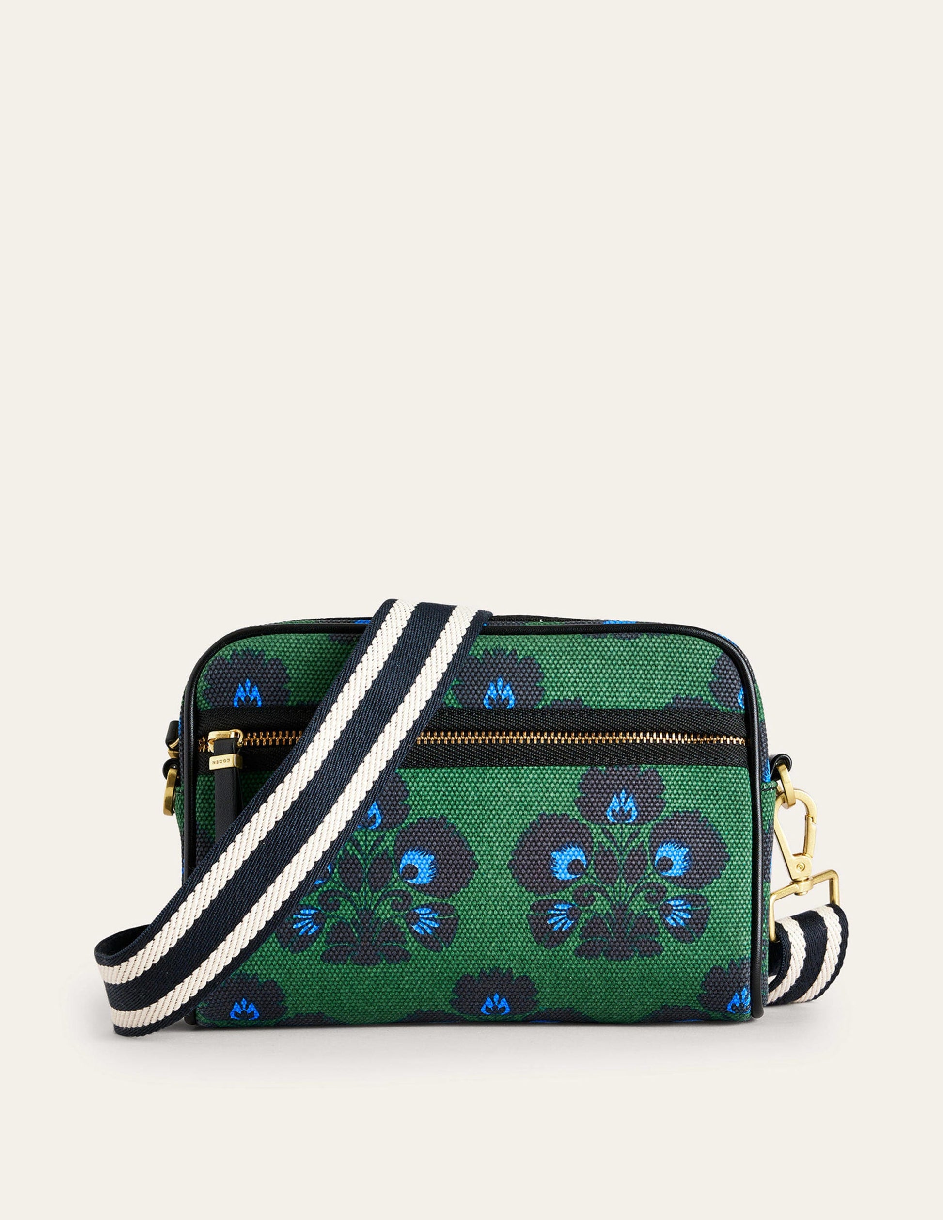 Canvas Cross-Body Bag-Amazon Green, Carnation Stamp-2