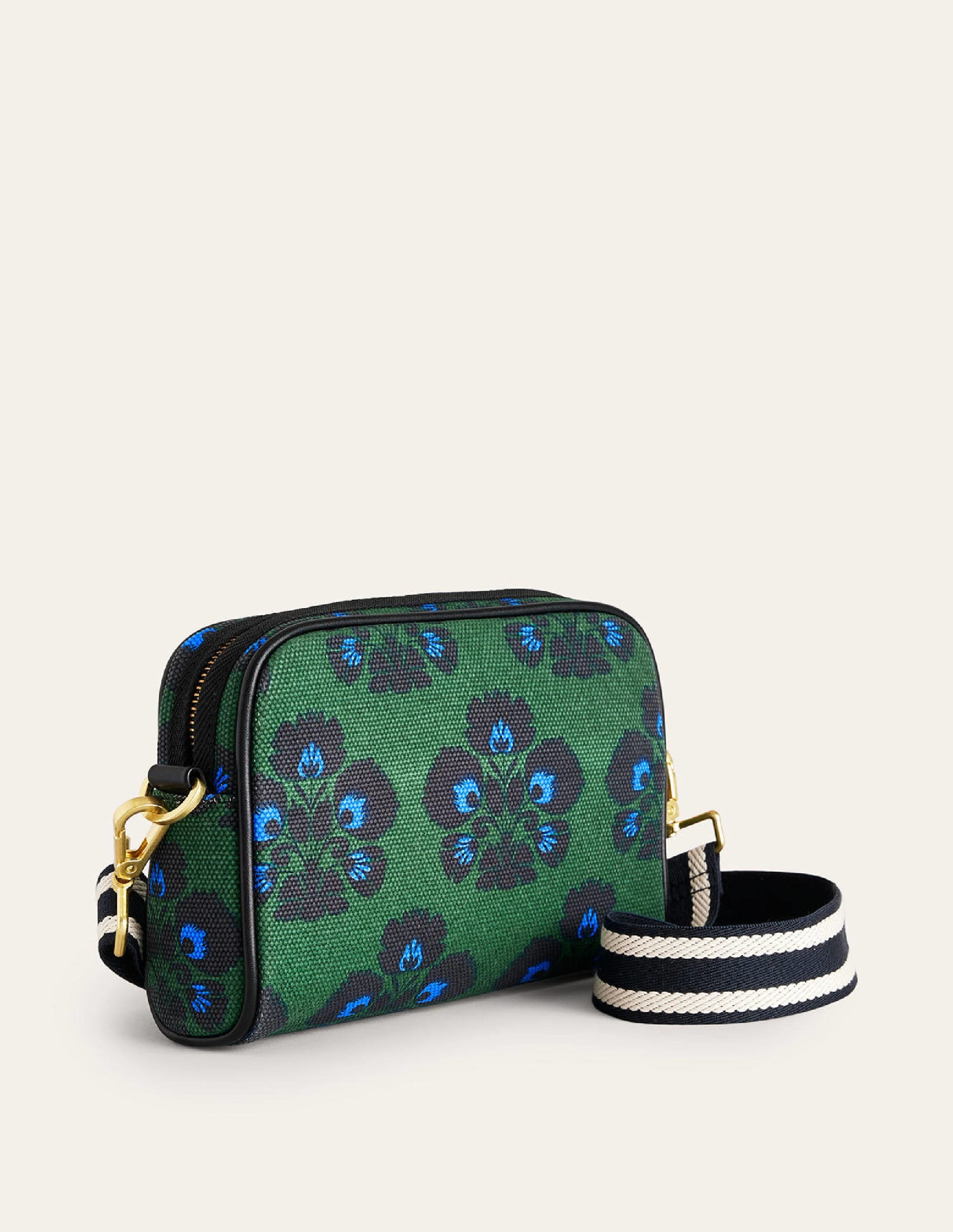 Canvas Cross-Body Bag-Amazon Green, Carnation Stamp - Image 3