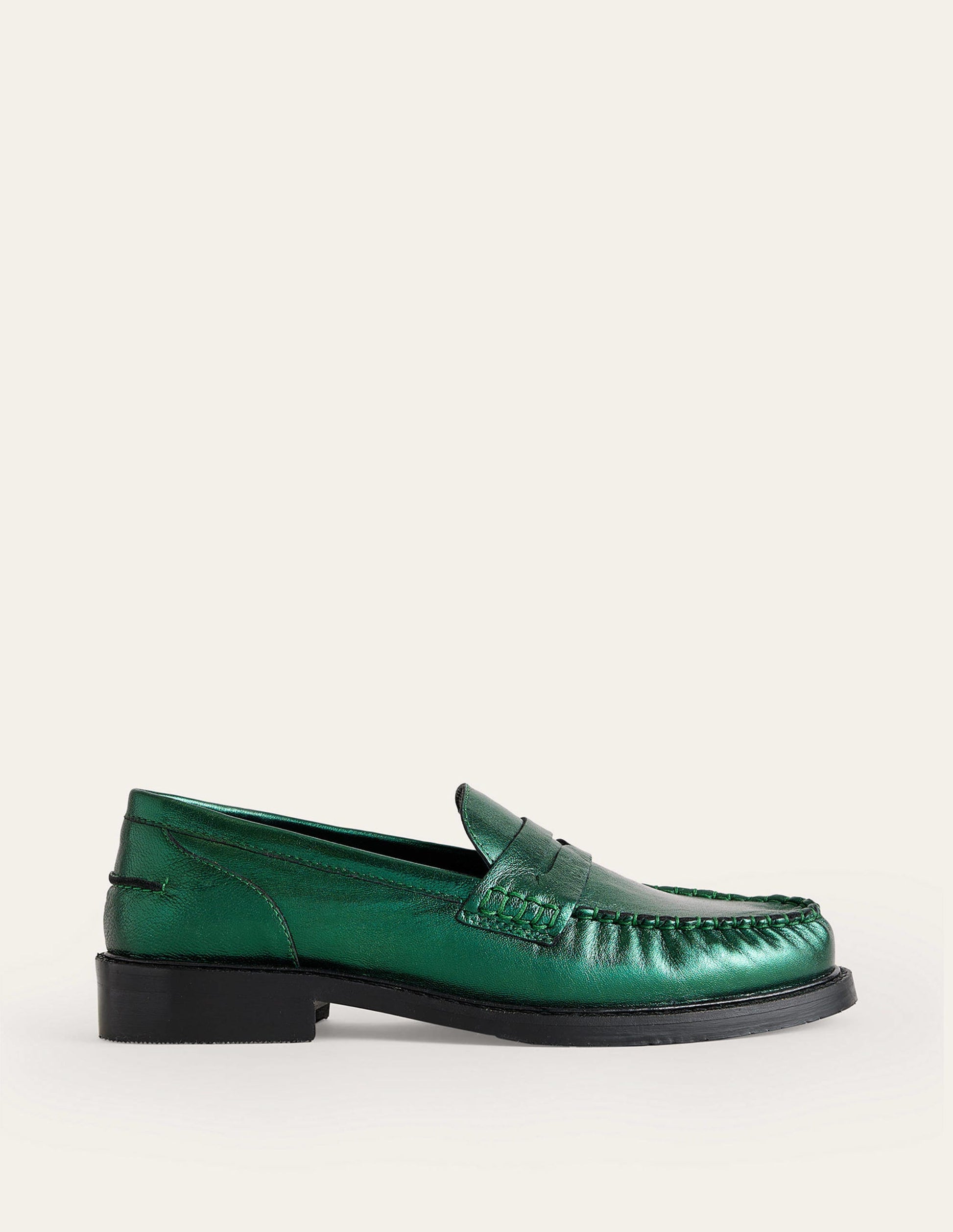 Klassische Mokassin-Loafer-Wintergrün Metallic-Leder-2
