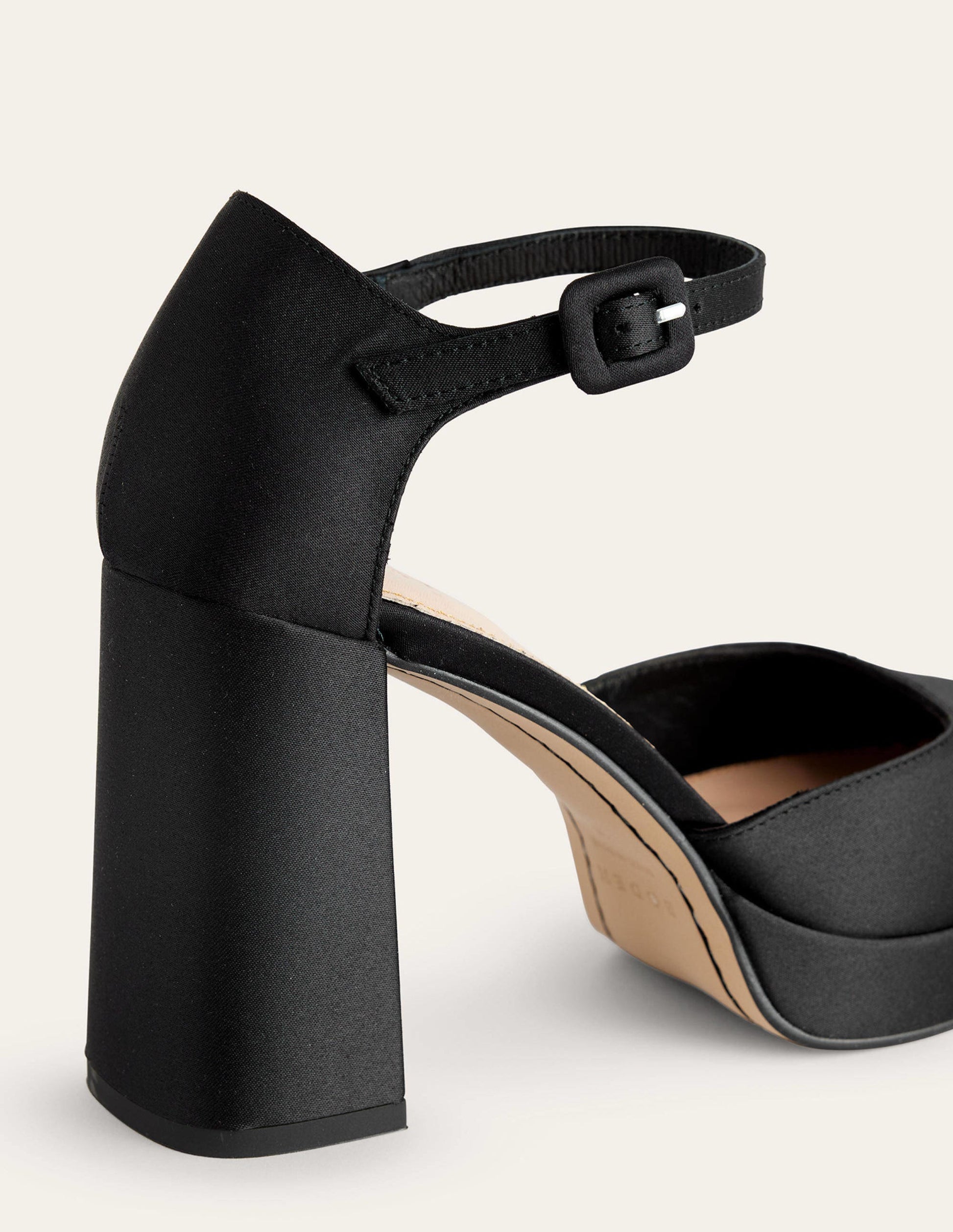 Closed-Toe Heeled Platforms-Black Satin-4