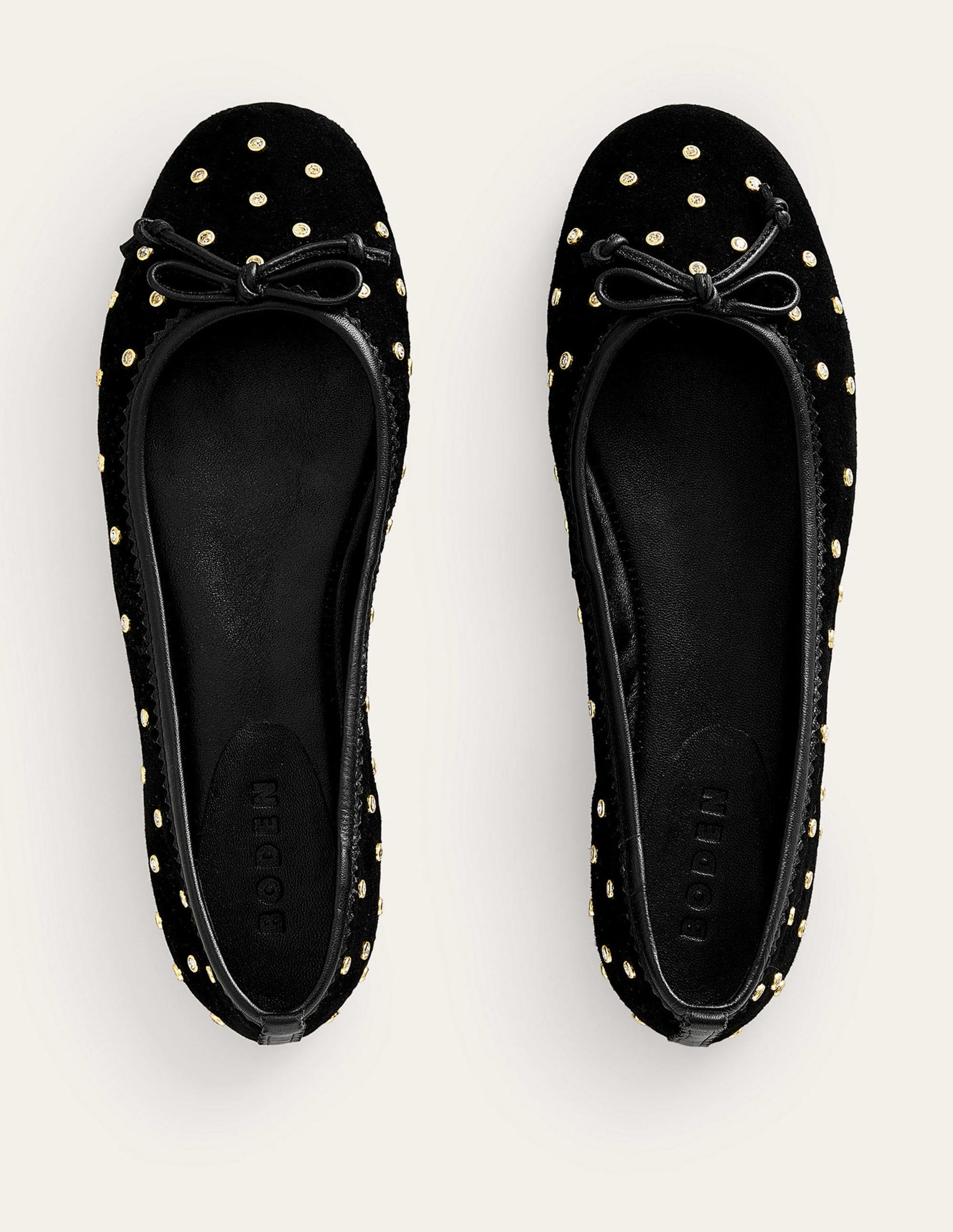 Ballerines Kitty à semelle souple-Daim noir et strass-5