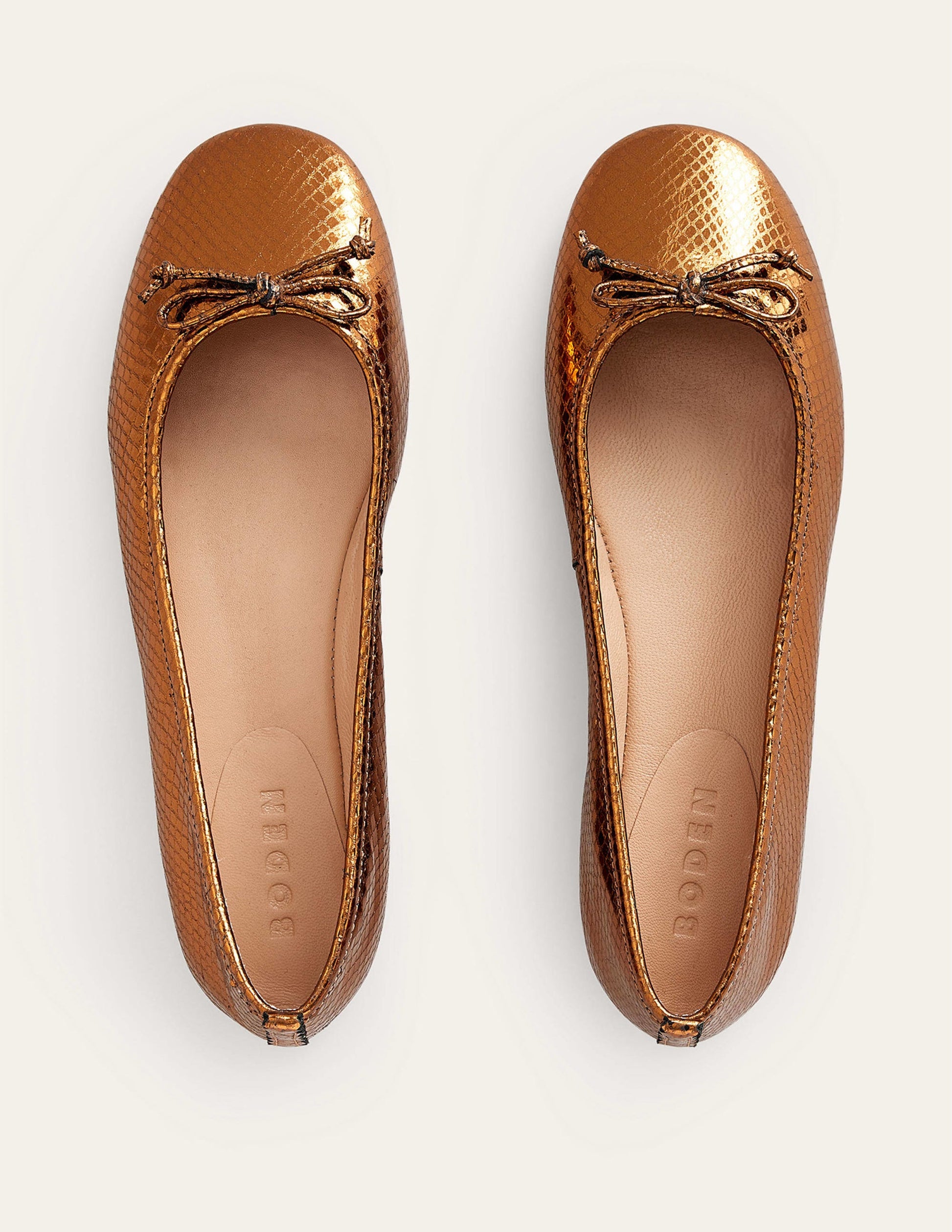 Kitty Ballerinas mit flexibler Sohle-Bronze Metallic Schlange-5