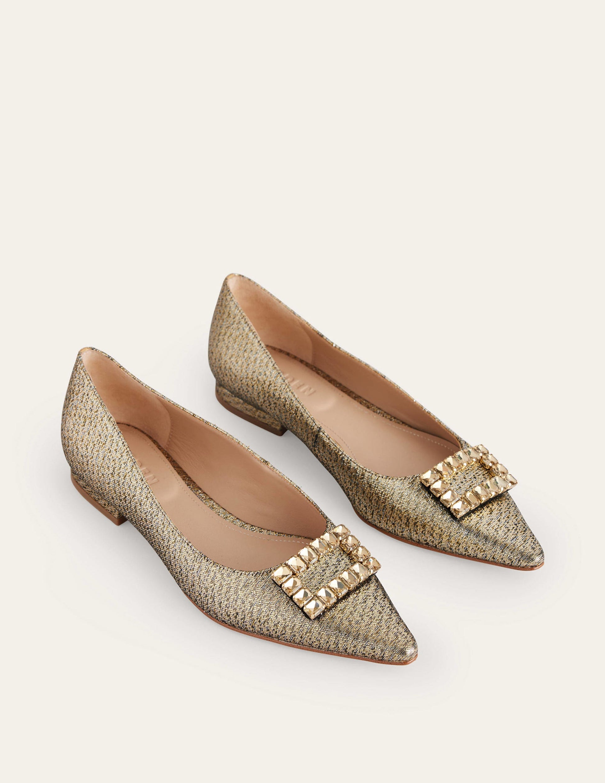 Spitze Ballerinas mit Verzierung-Gold-Metallic-3