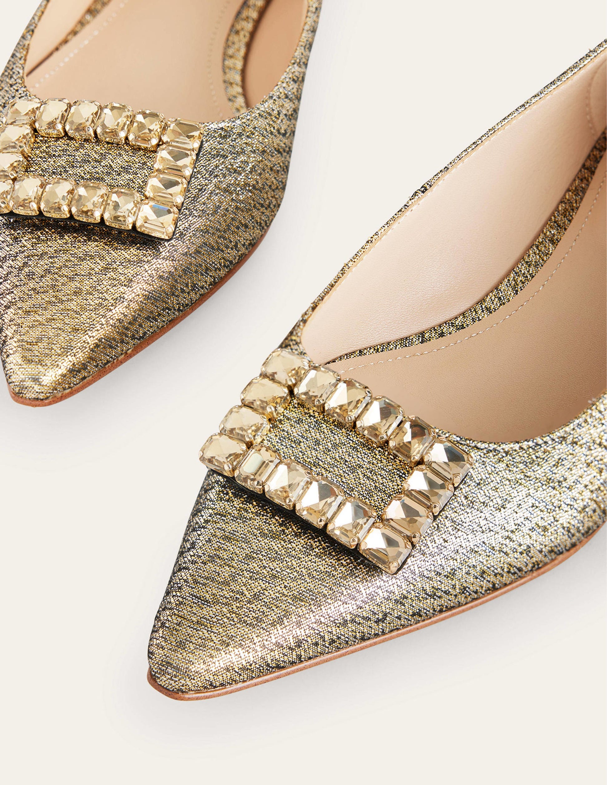 Spitze Ballerinas mit Verzierung-Gold-Metallic-4