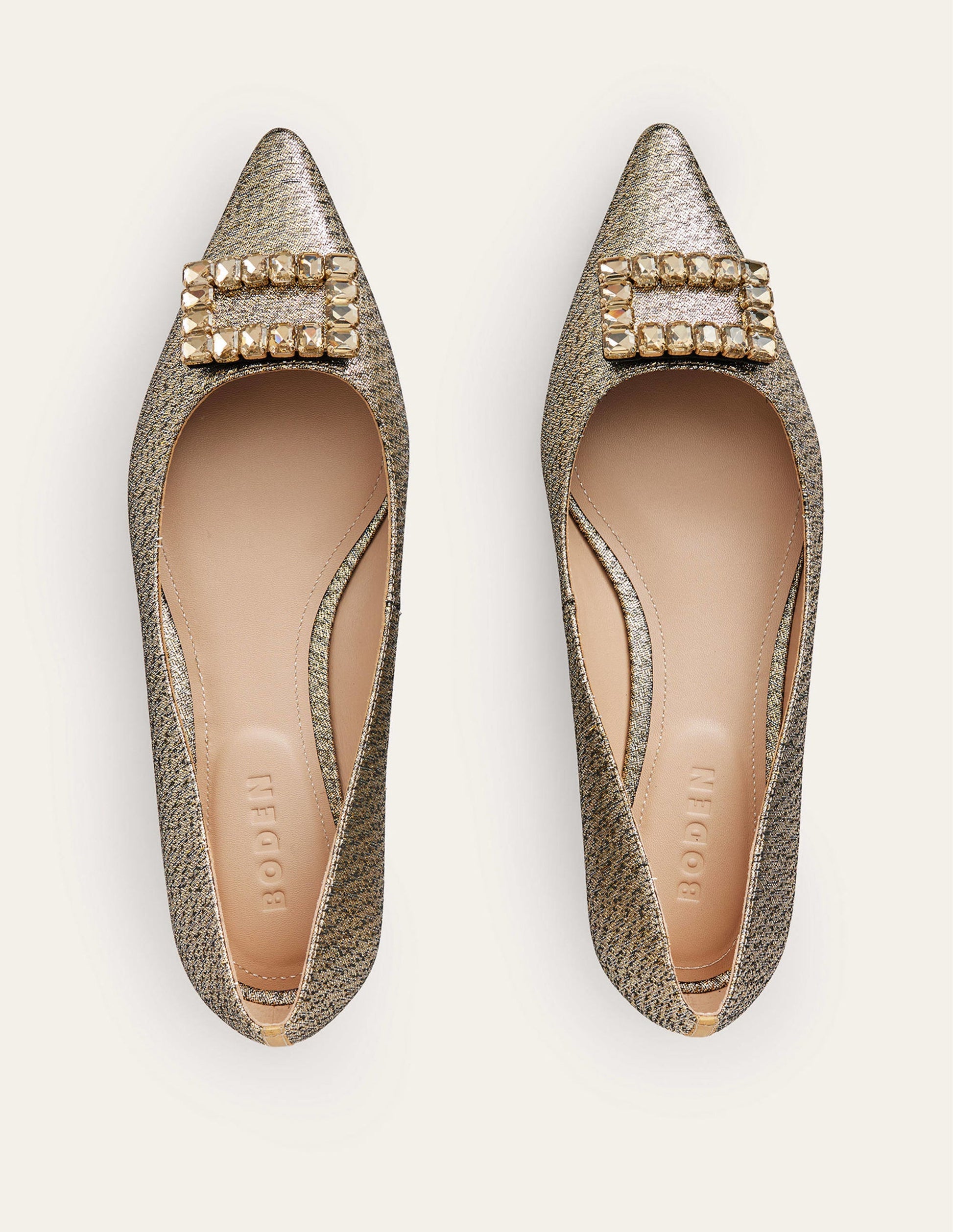 Spitze Ballerinas mit Verzierung-Gold-Metallic-5