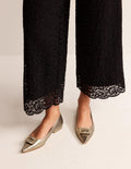 Spitze Ballerinas mit Verzierung-Gold-Metallic