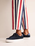 Plateau-Sneaker-Navy Veloursleder