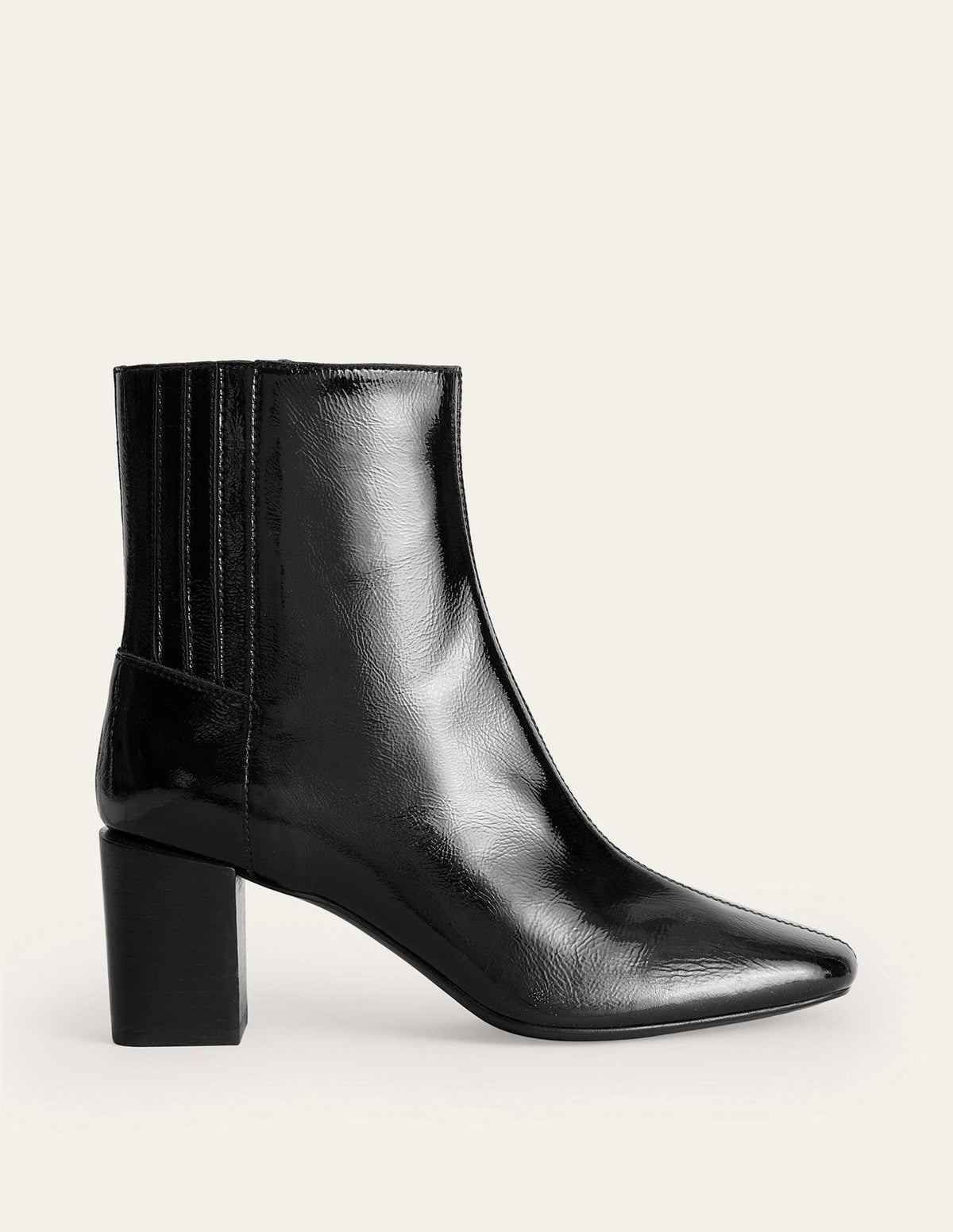 Leder-Stiefeletten mit Blockabsatz-Schwarz Lack-3