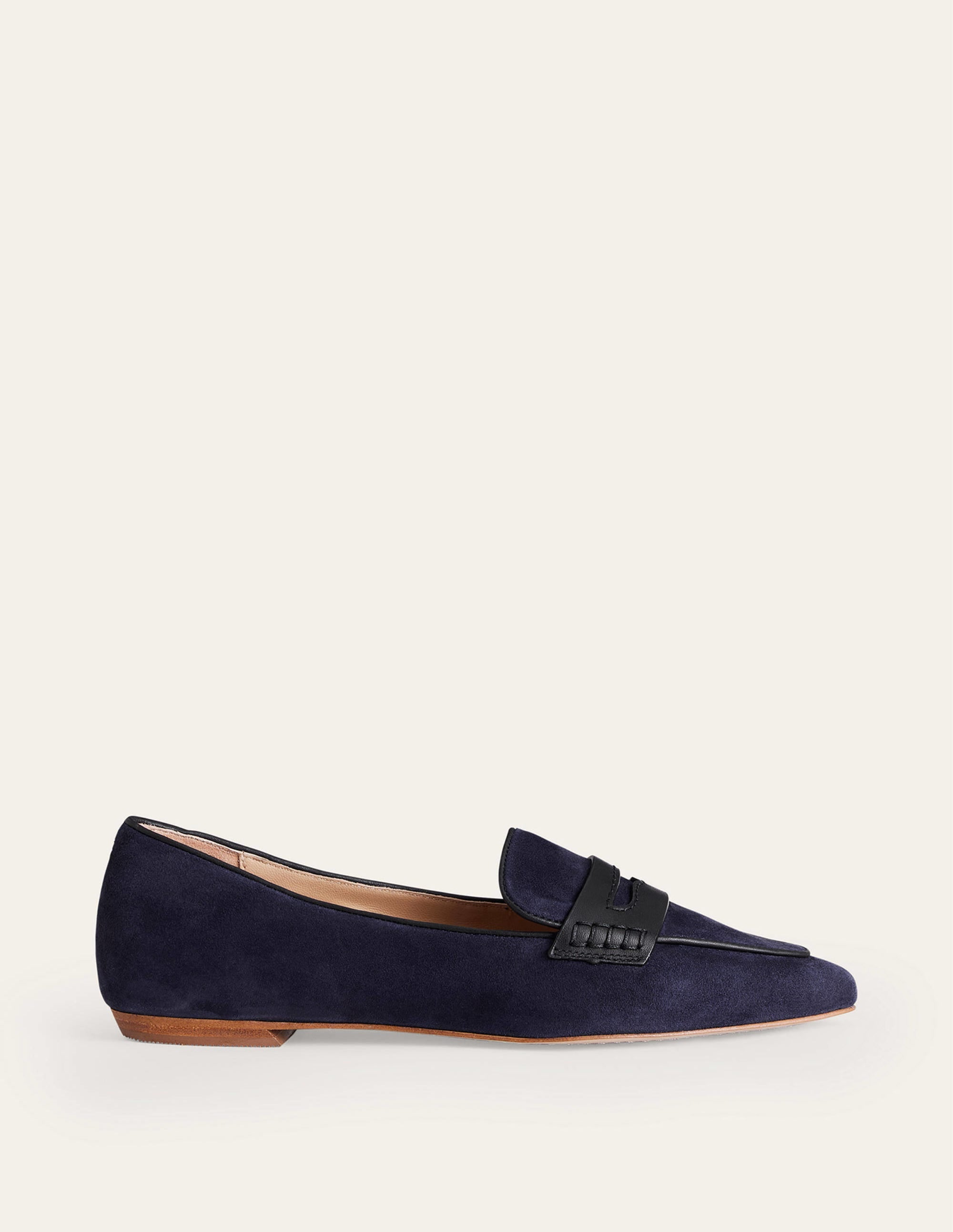 Mocassins à bout pointu-Daim bleu marine - Image 2