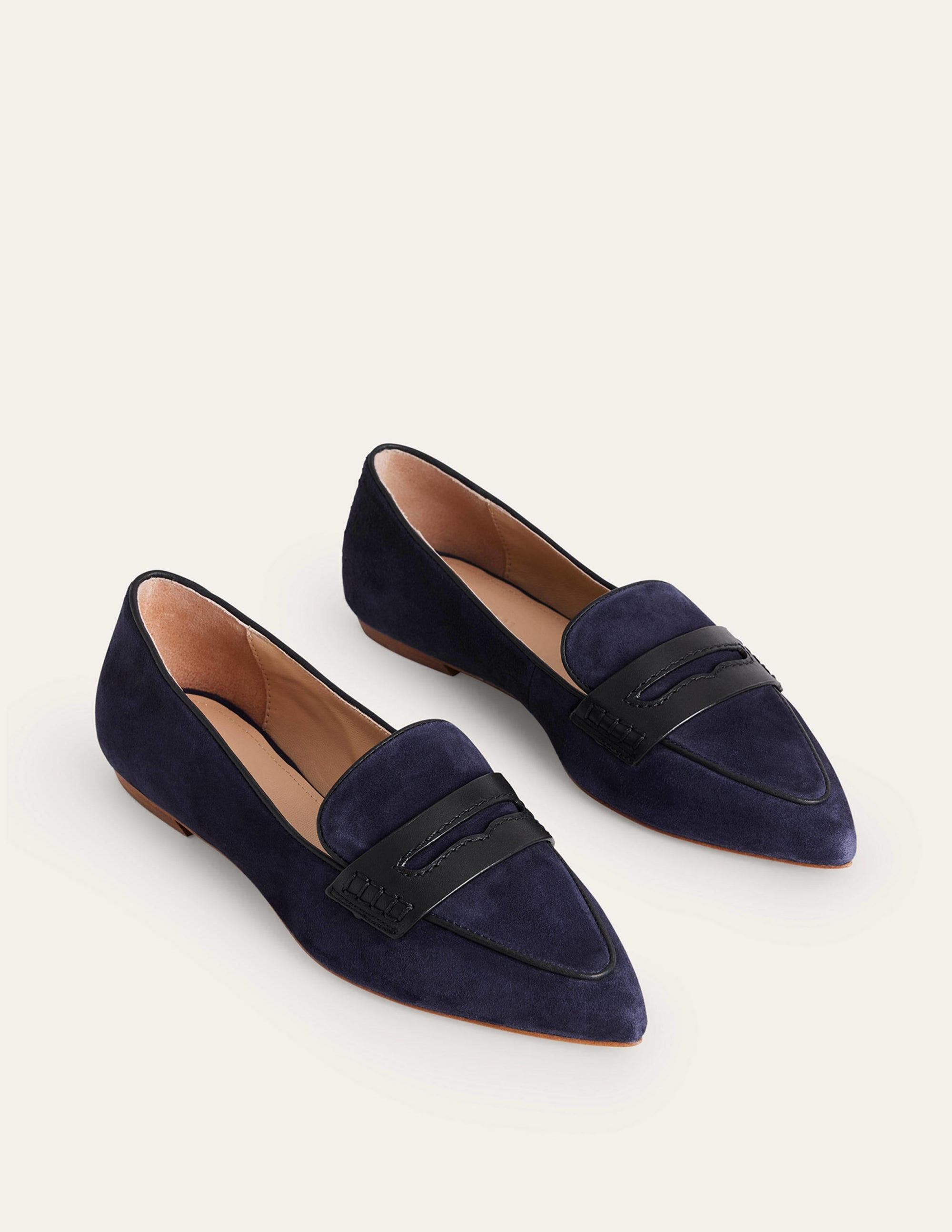 Mocassins à bout pointu-Daim bleu marine - Image 3
