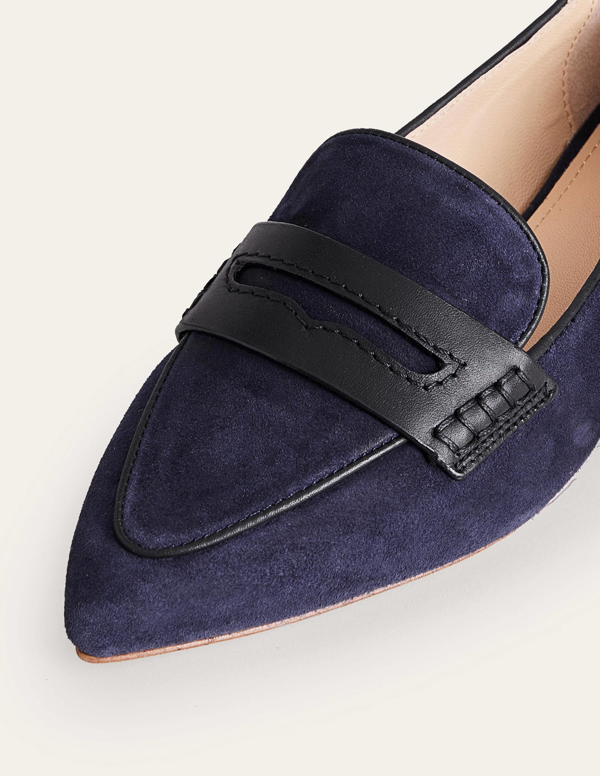 Mocassins à bout pointu-Daim bleu marine - Image 4