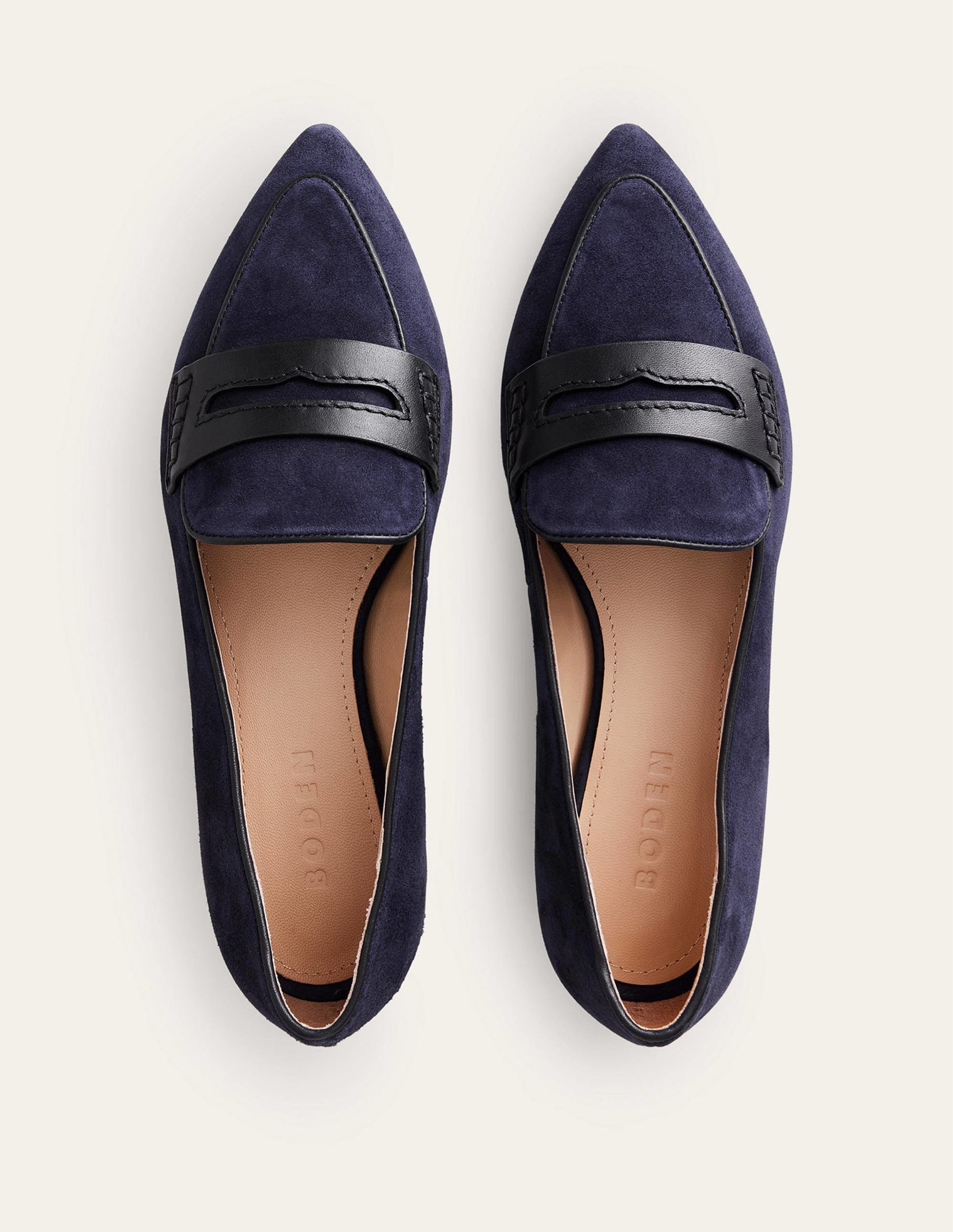 Mocassins à bout pointu-Daim bleu marine - Image 5