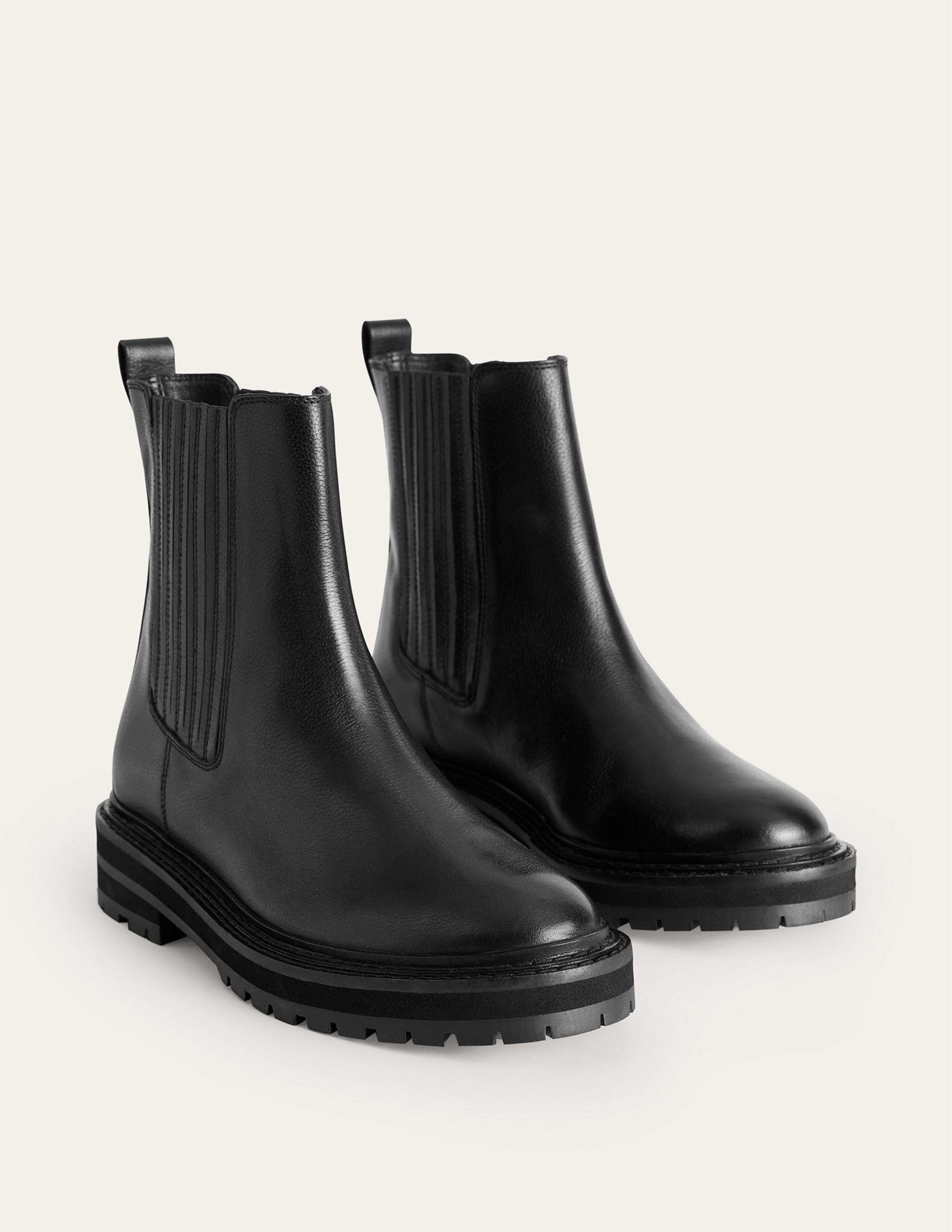 Sadie Chelsea-Boots mit breiter Sohle-Schwarzes Kalbsleder-4