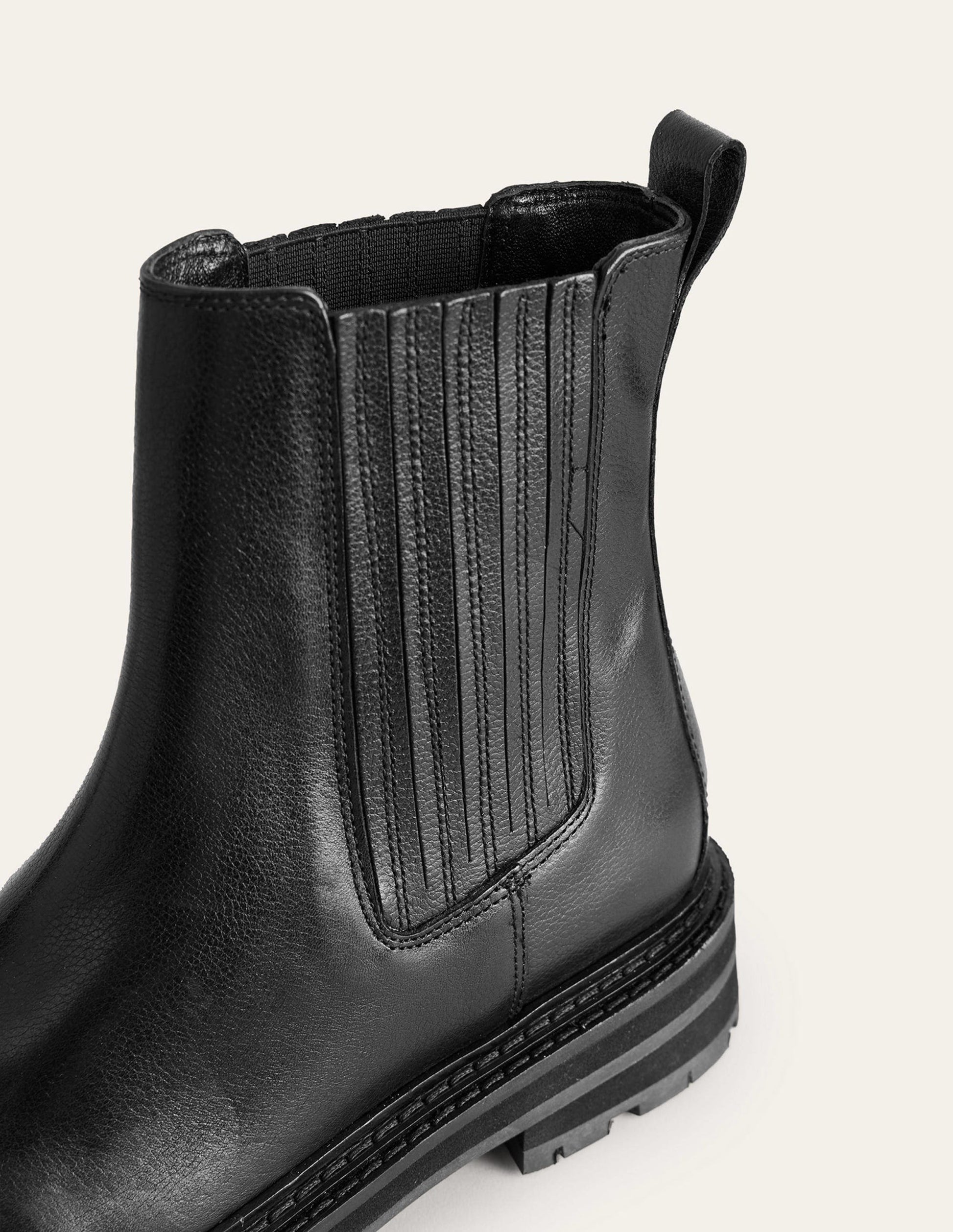 Sadie Chelsea-Boots mit breiter Sohle-Schwarzes Kalbsleder-5