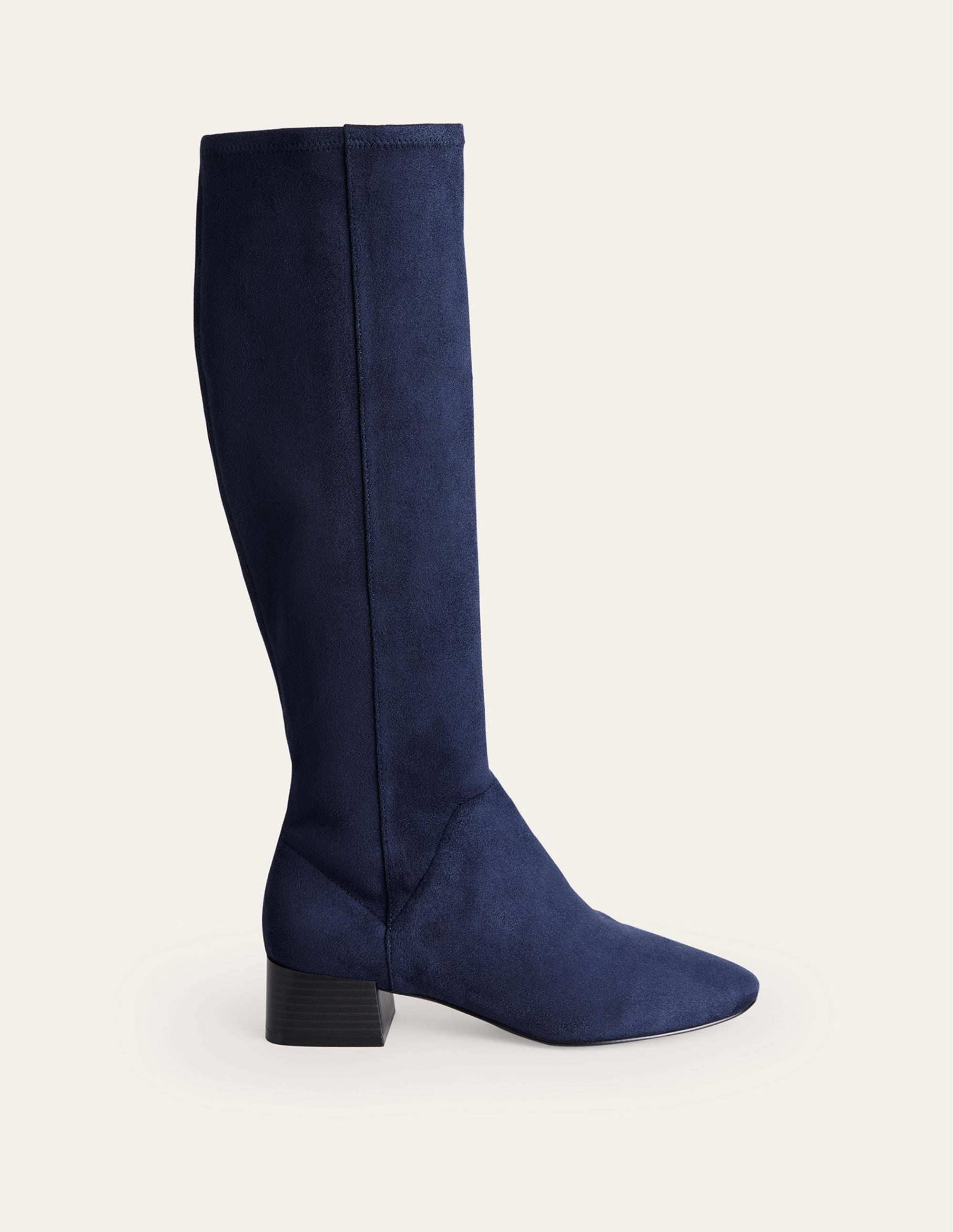 Kniehohe Stretchstiefel mit flacher Sohle-Marineblau - Image 2