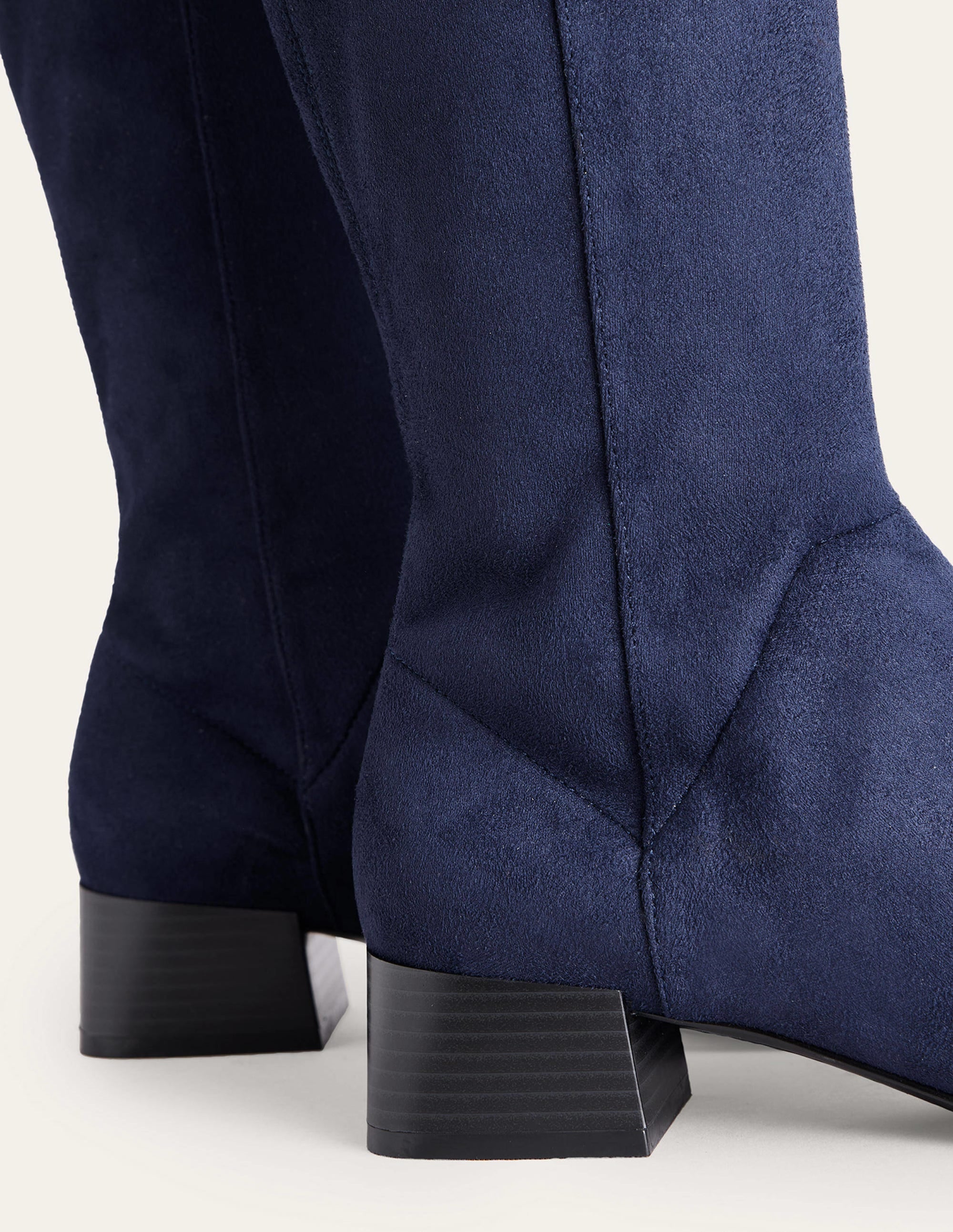 Kniehohe Stretchstiefel mit flacher Sohle-Marineblau - Image 4