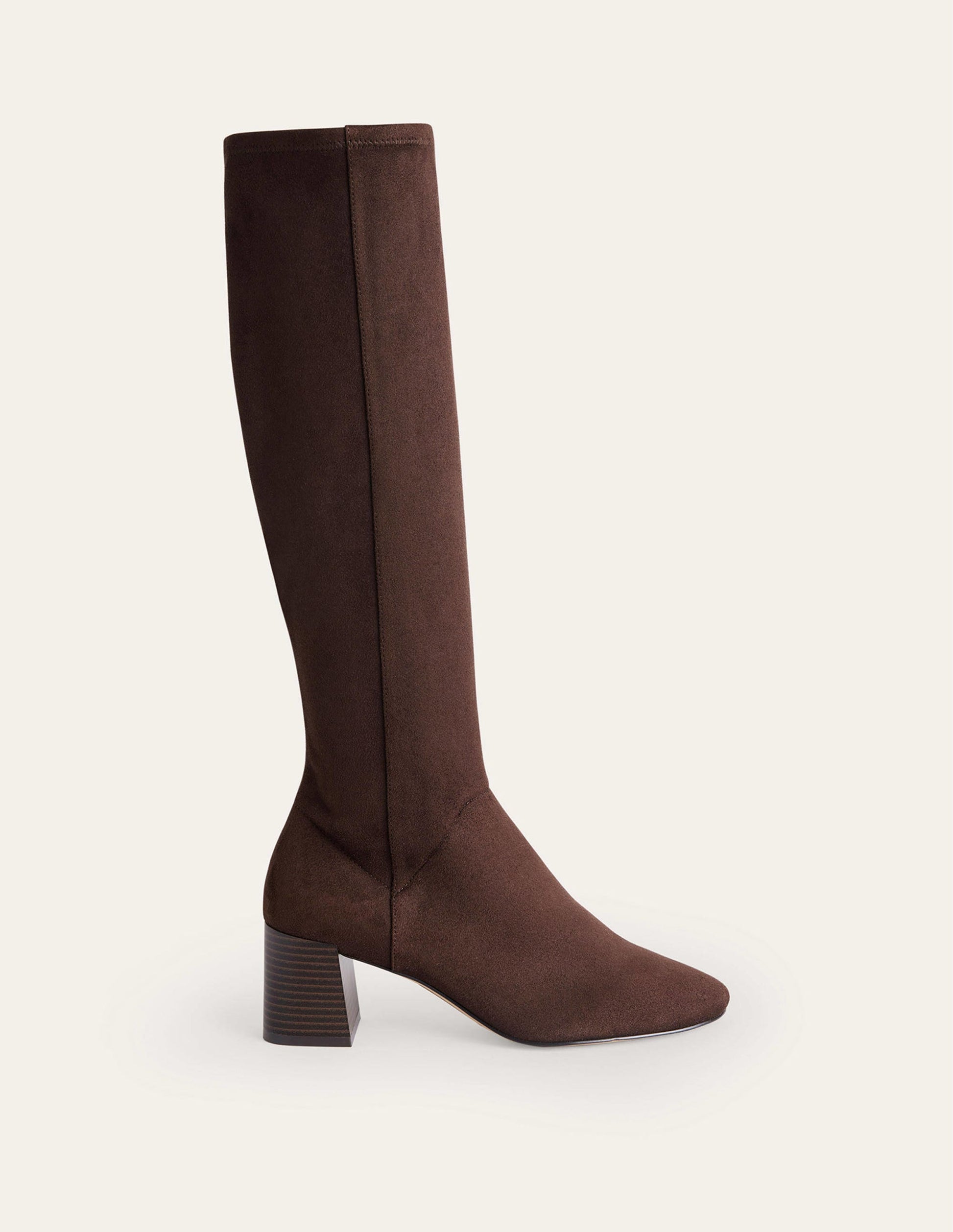 Bottes à talons stretch hauteur genou-Acajou-2