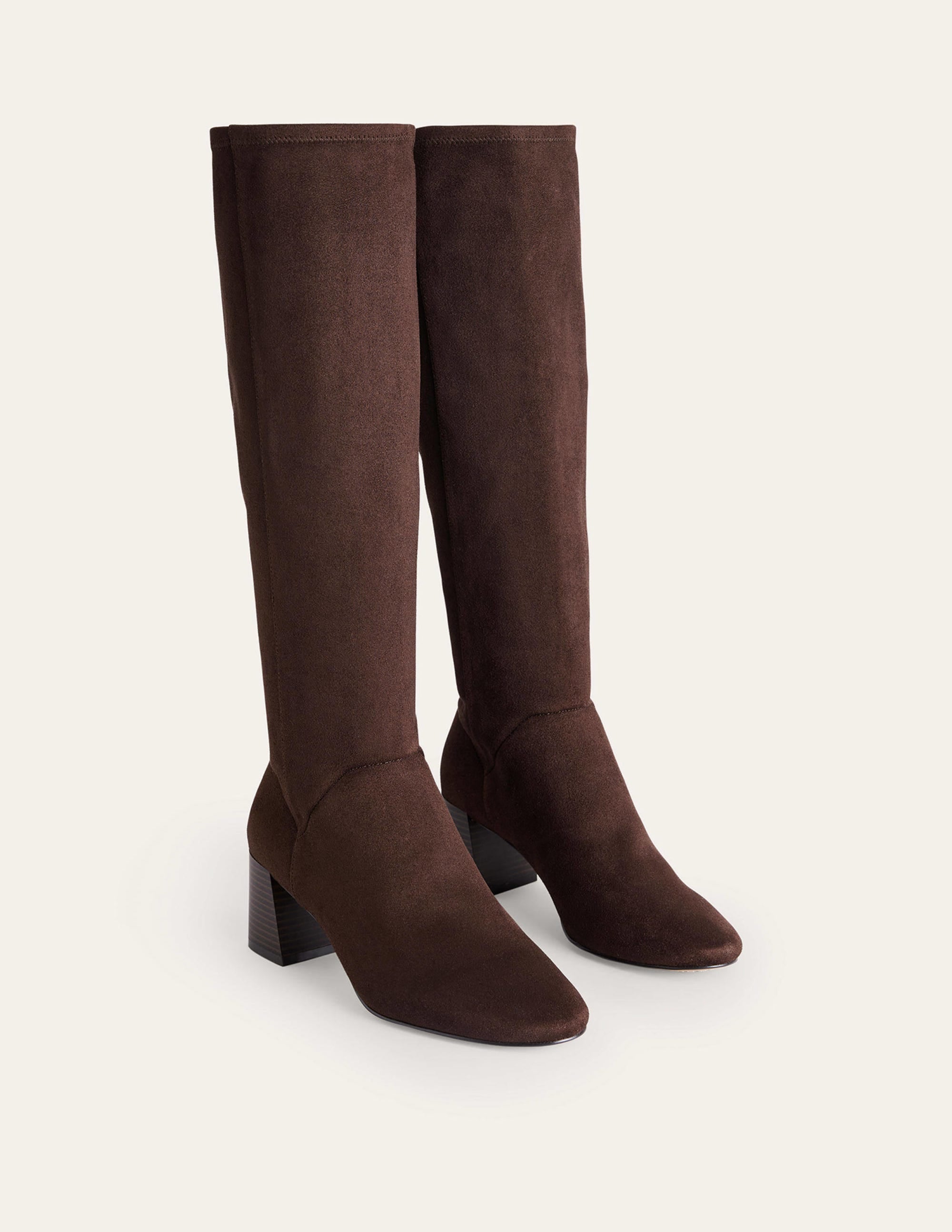 Bottes à talons stretch hauteur genou-Acajou - Image 3