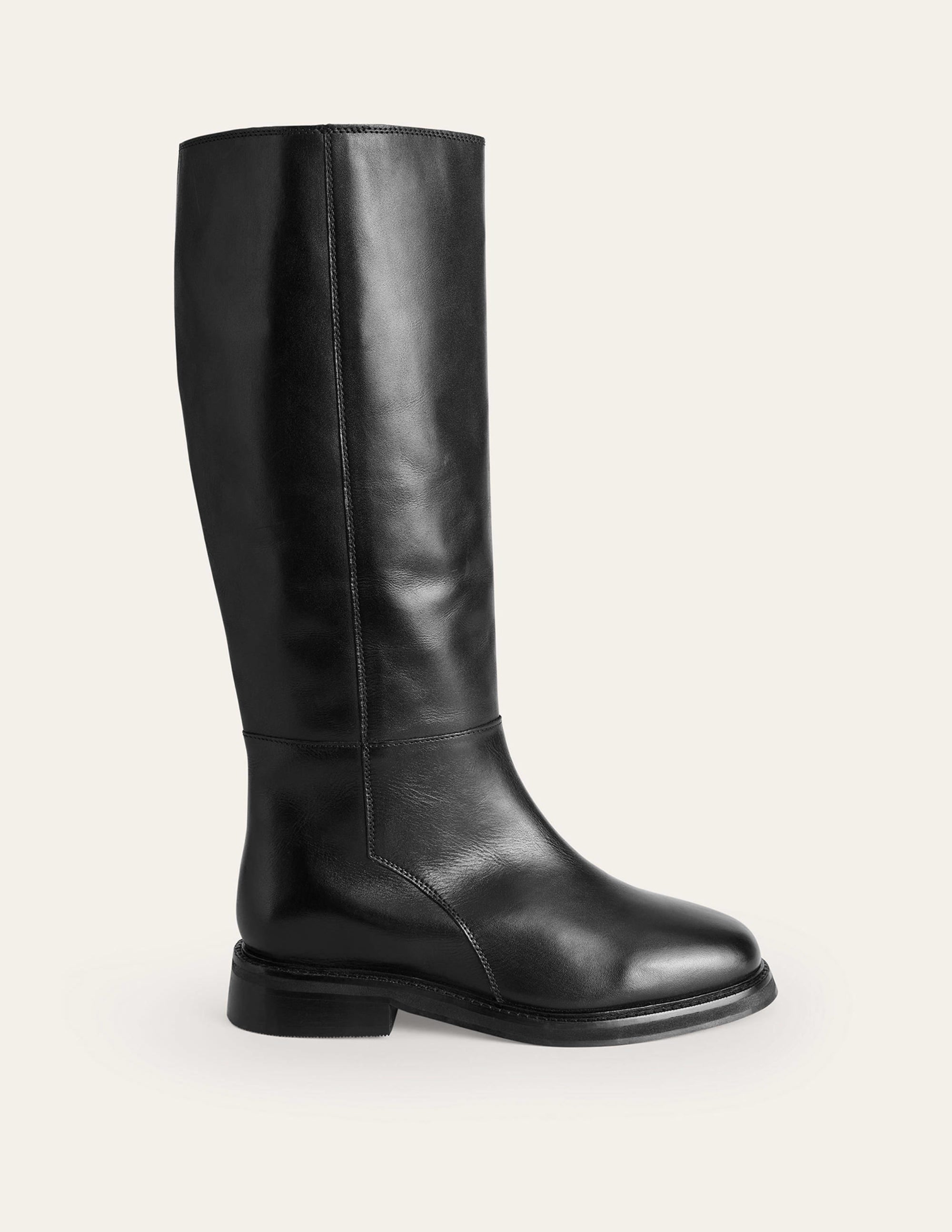 Lottie Leather Riding Boots-Black Leather - Image 3