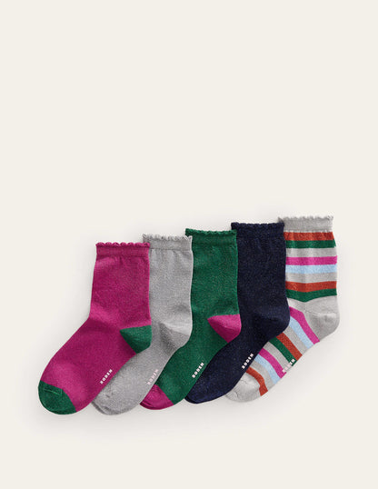 Glitzernde Knöchelsocken im 5er-Pack-Metallic-Bunt