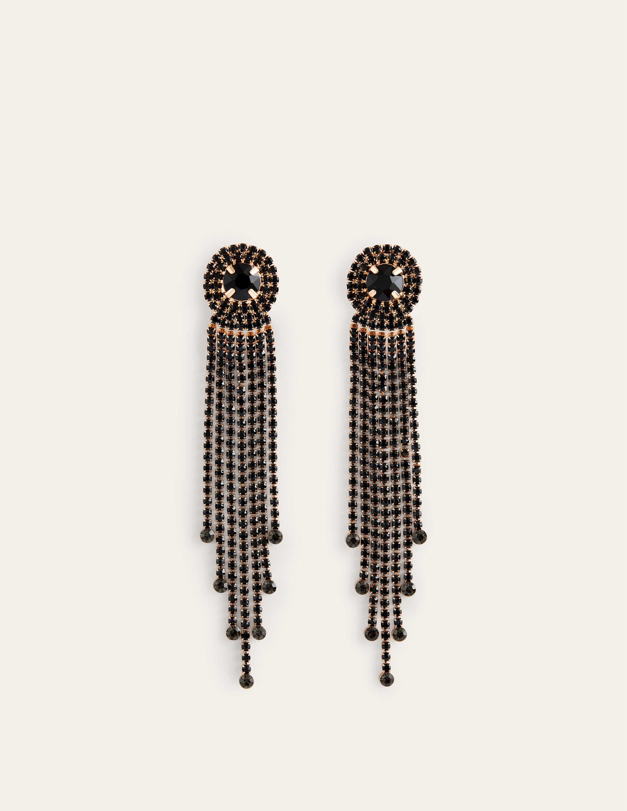 Boucles d'oreilles ornementées à franges-Noir - Image 2