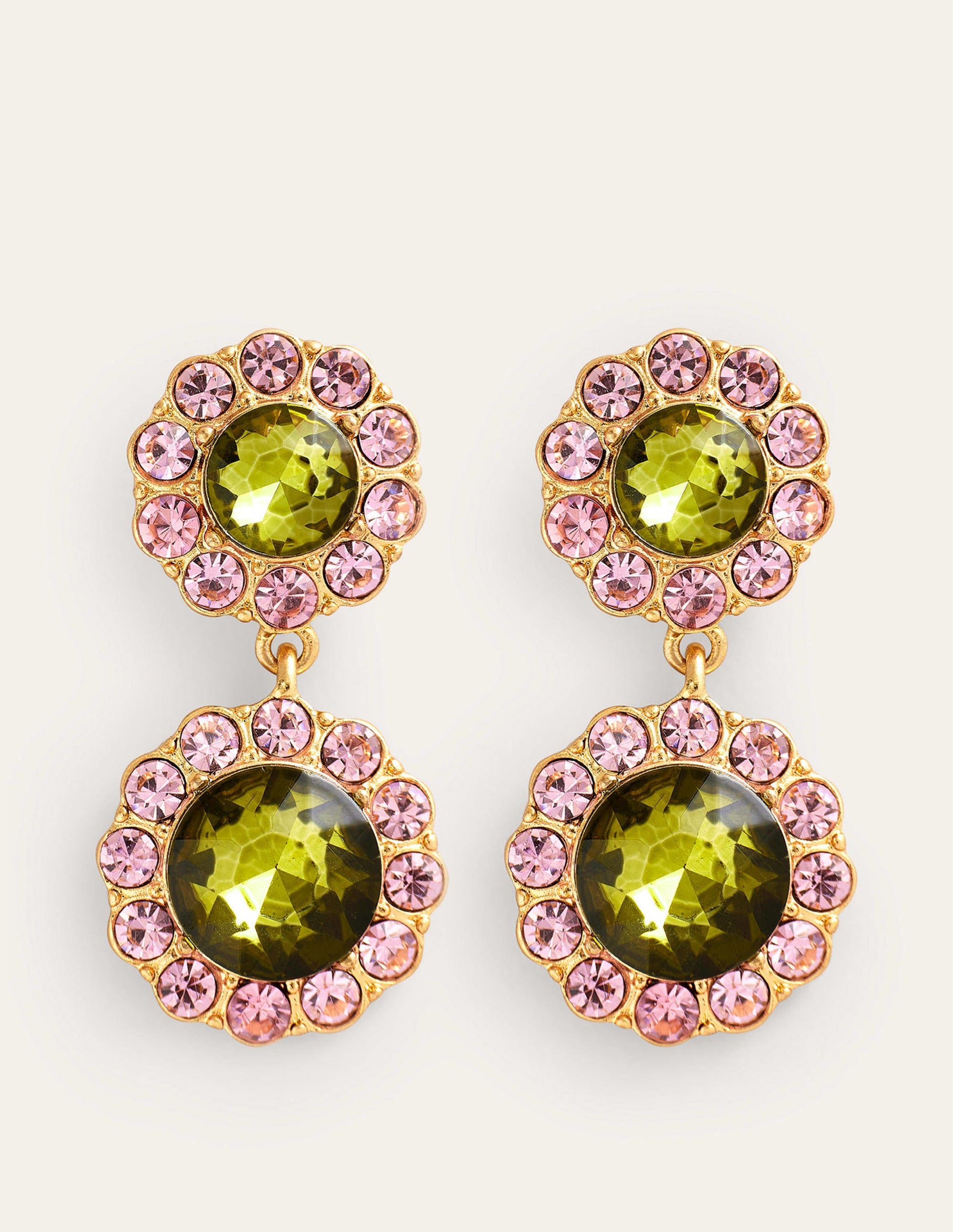 Boucles d'oreilles à fleurs ornementées-Vert-2