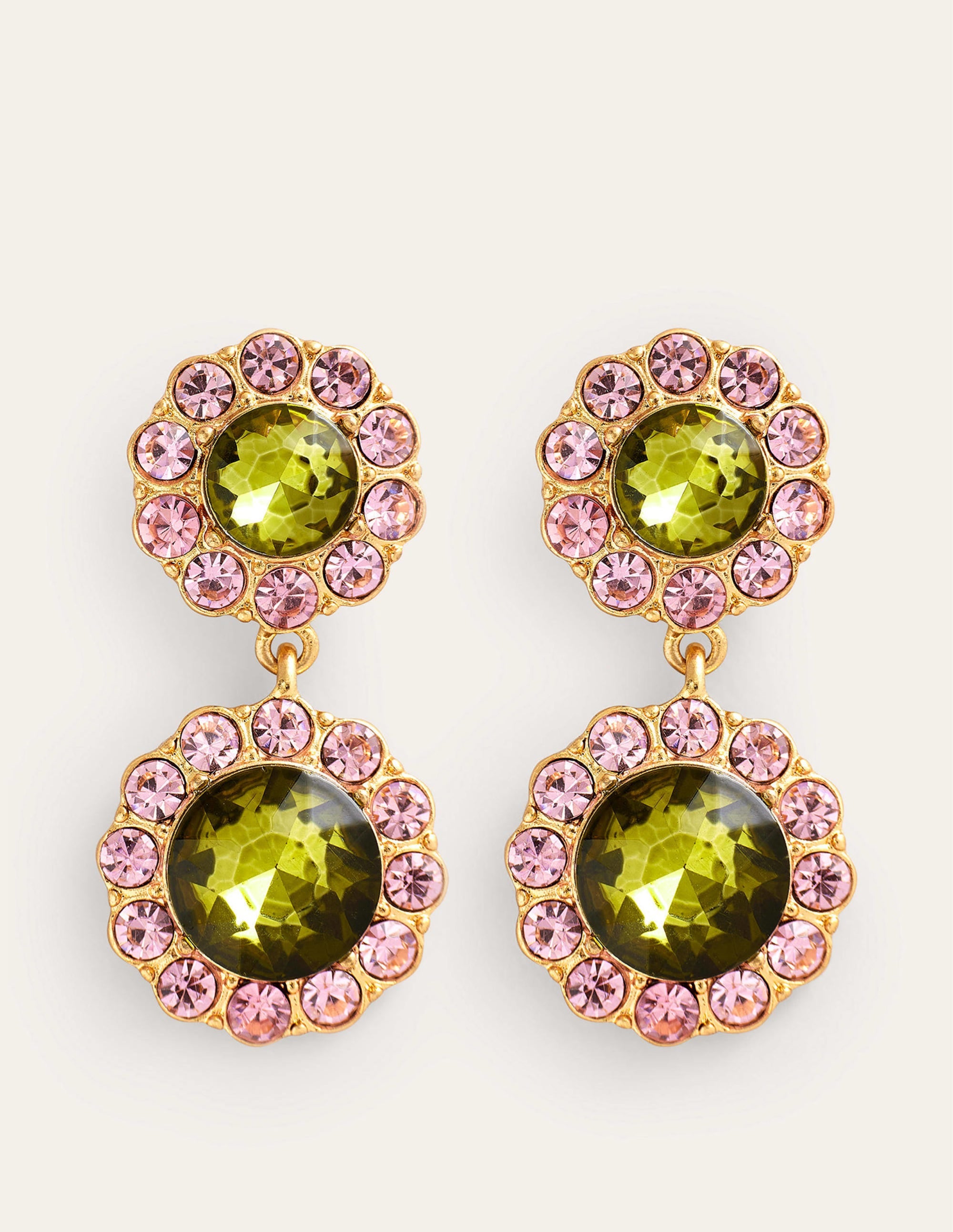 Boucles d'oreilles à fleurs ornementées-Vert - Image 2