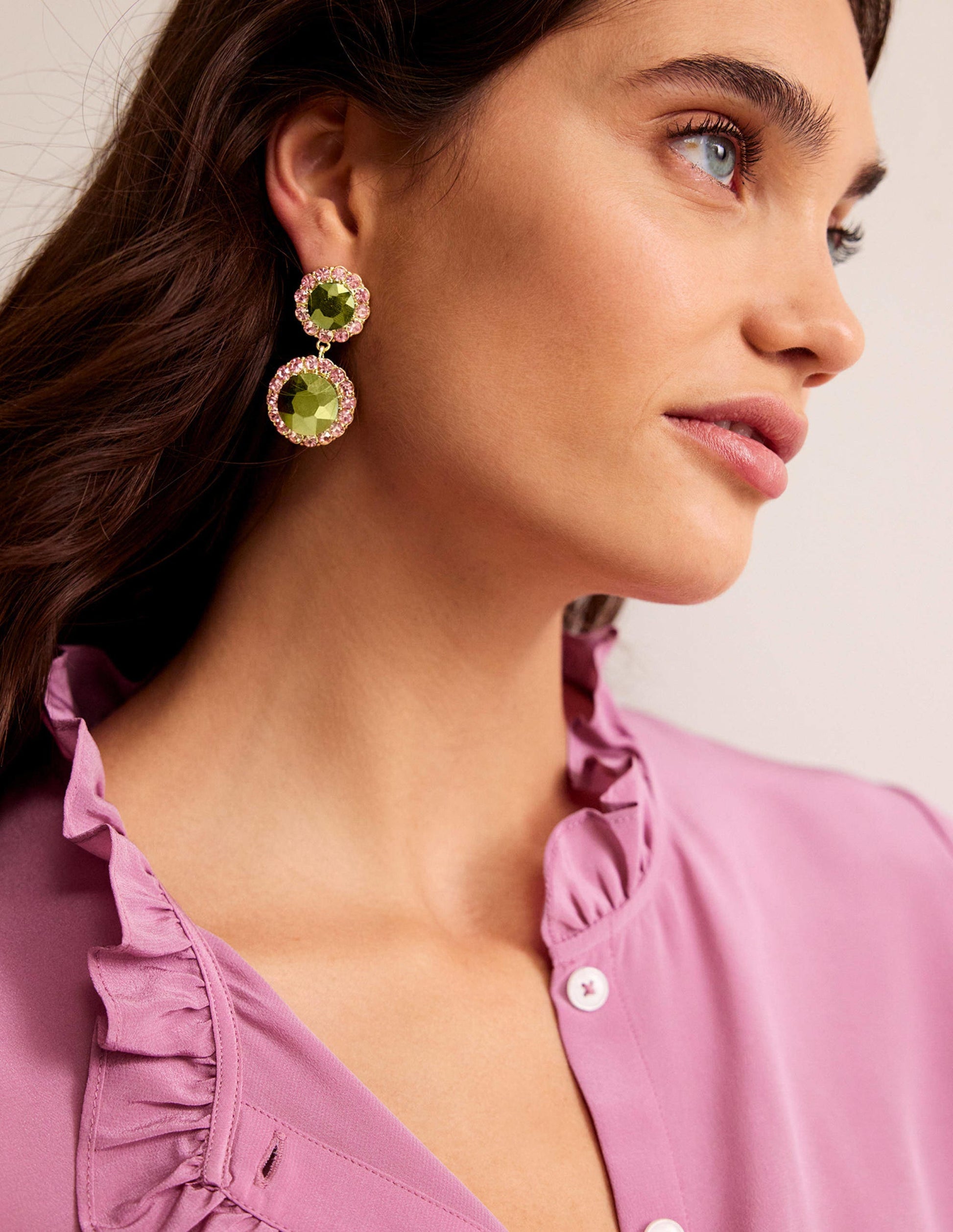Boucles d'oreilles à fleurs ornementées-Vert-1