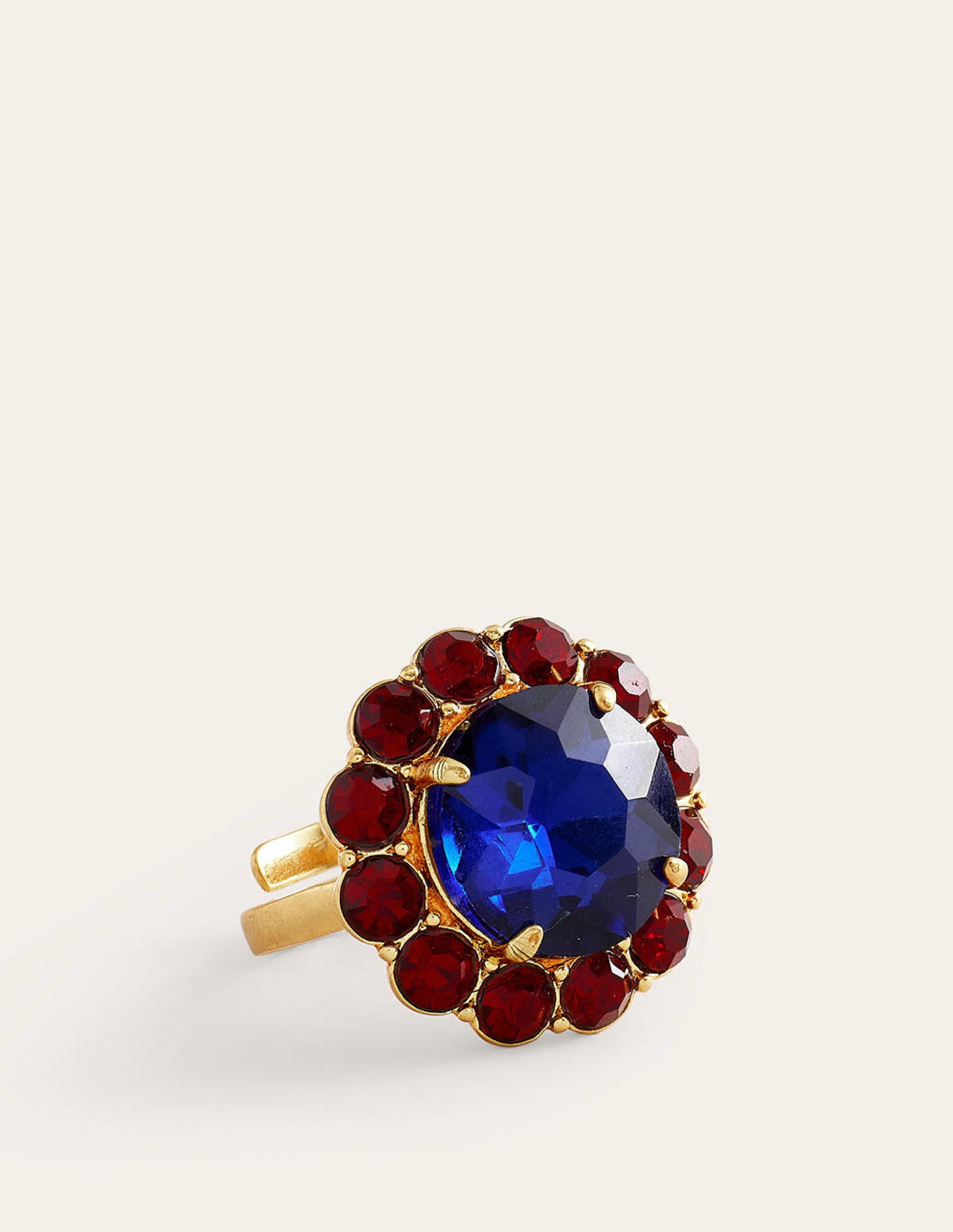 Bague à fleur ornementée-Rouge/bleu-2