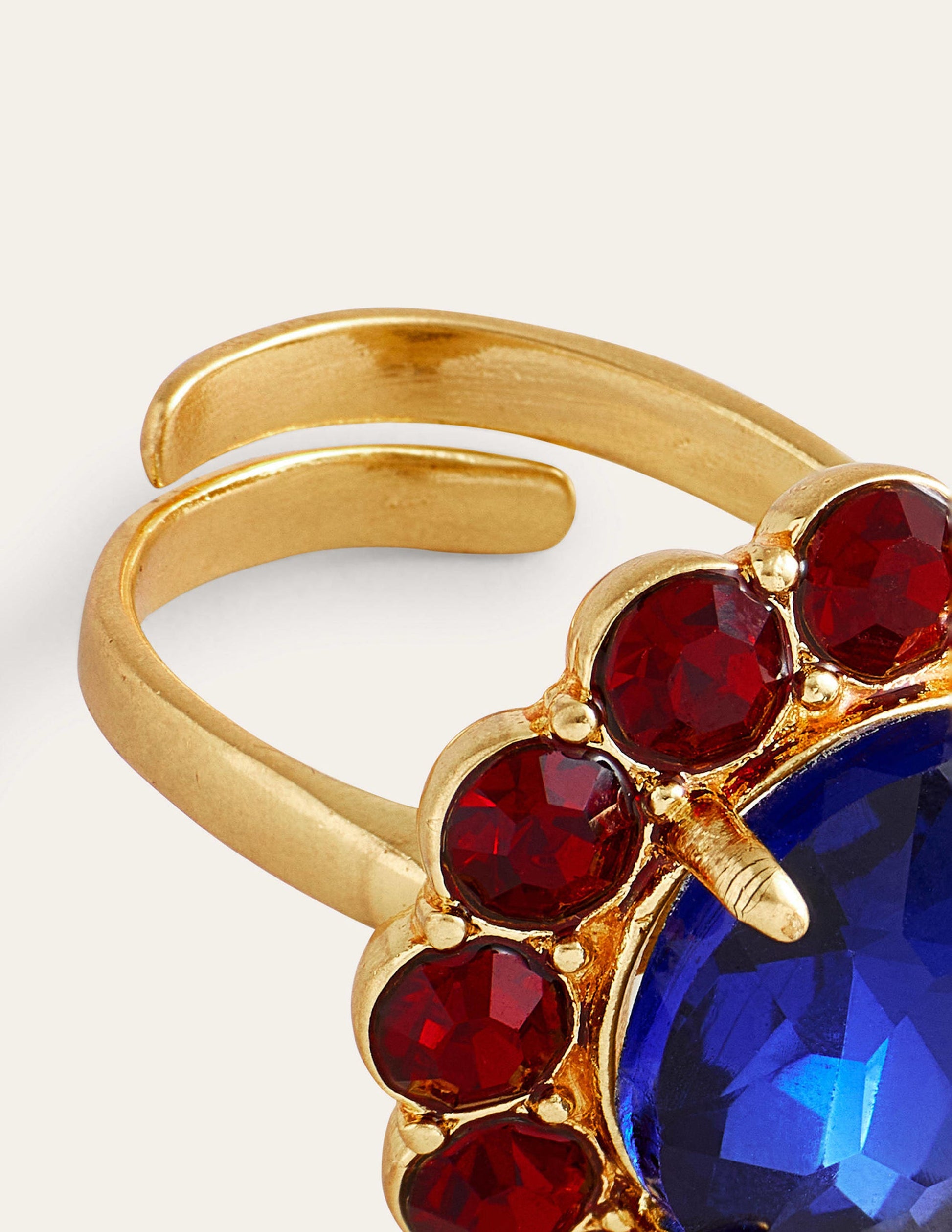 Bague à fleur ornementée-Rouge/bleu-3