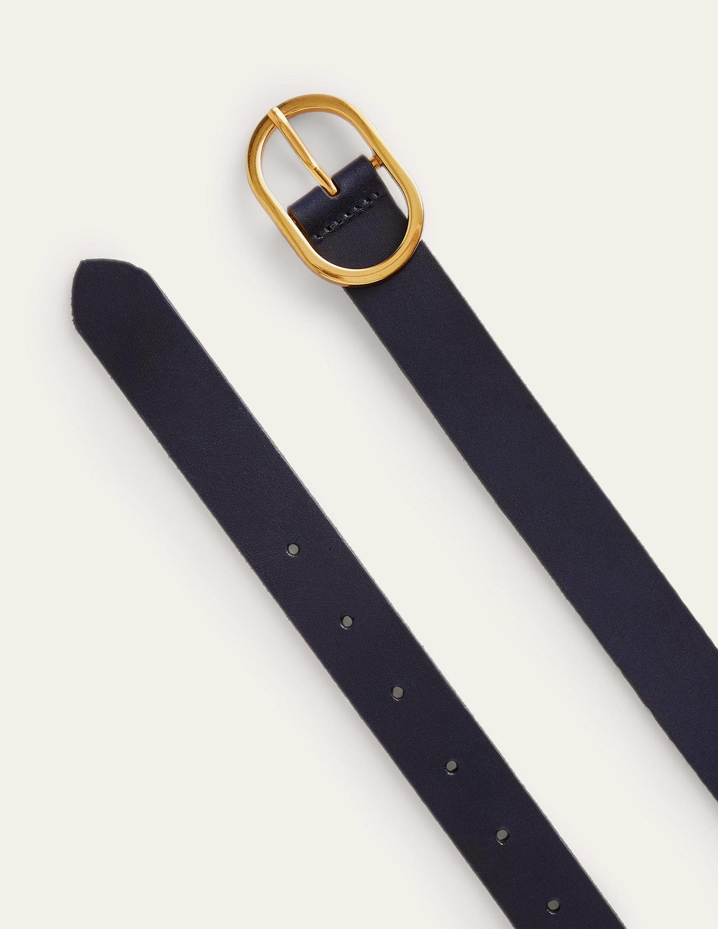 Classic Leather Belt-Navy