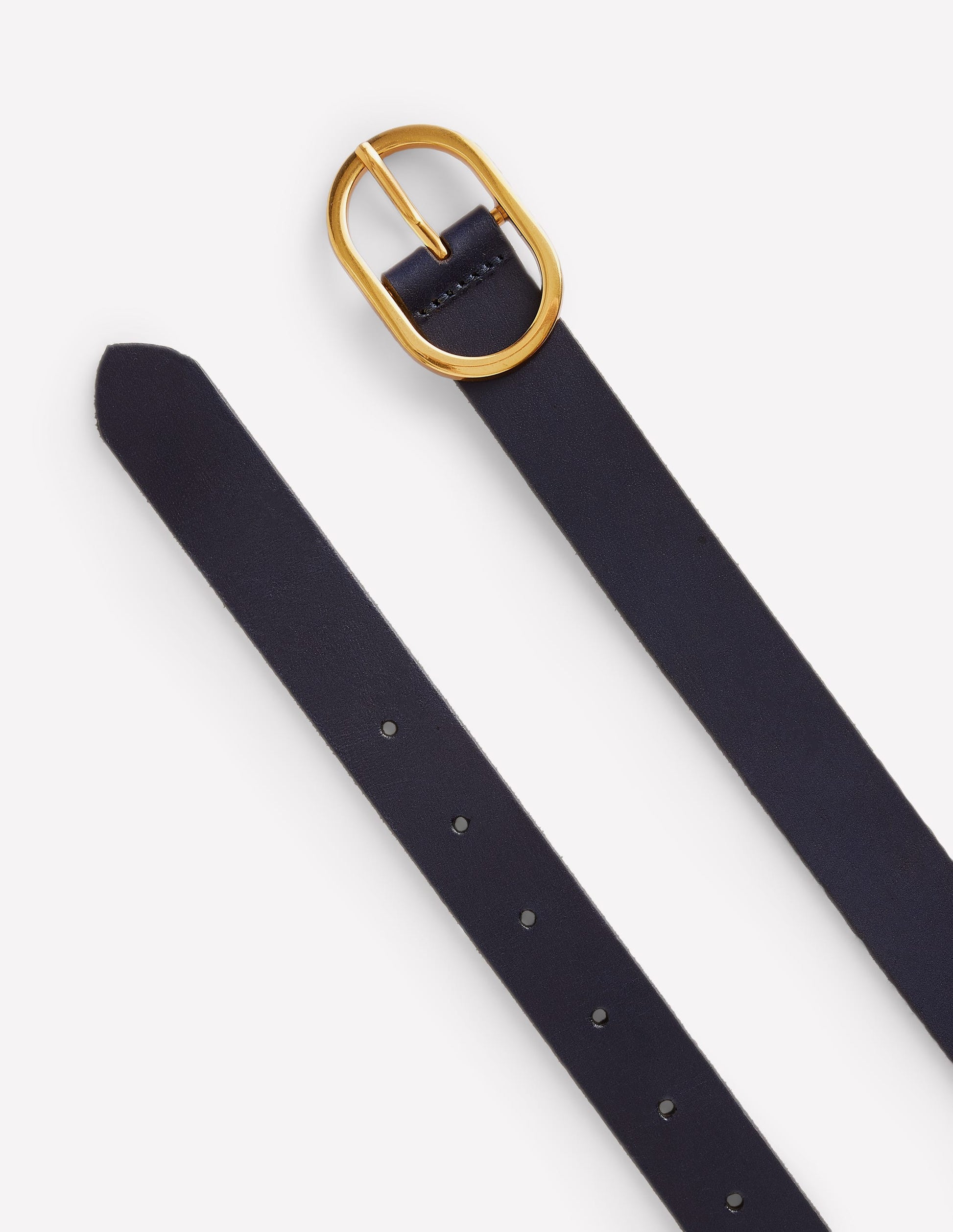 Ceinture classique en cuir-Bleu Marine, Petits Pois-3