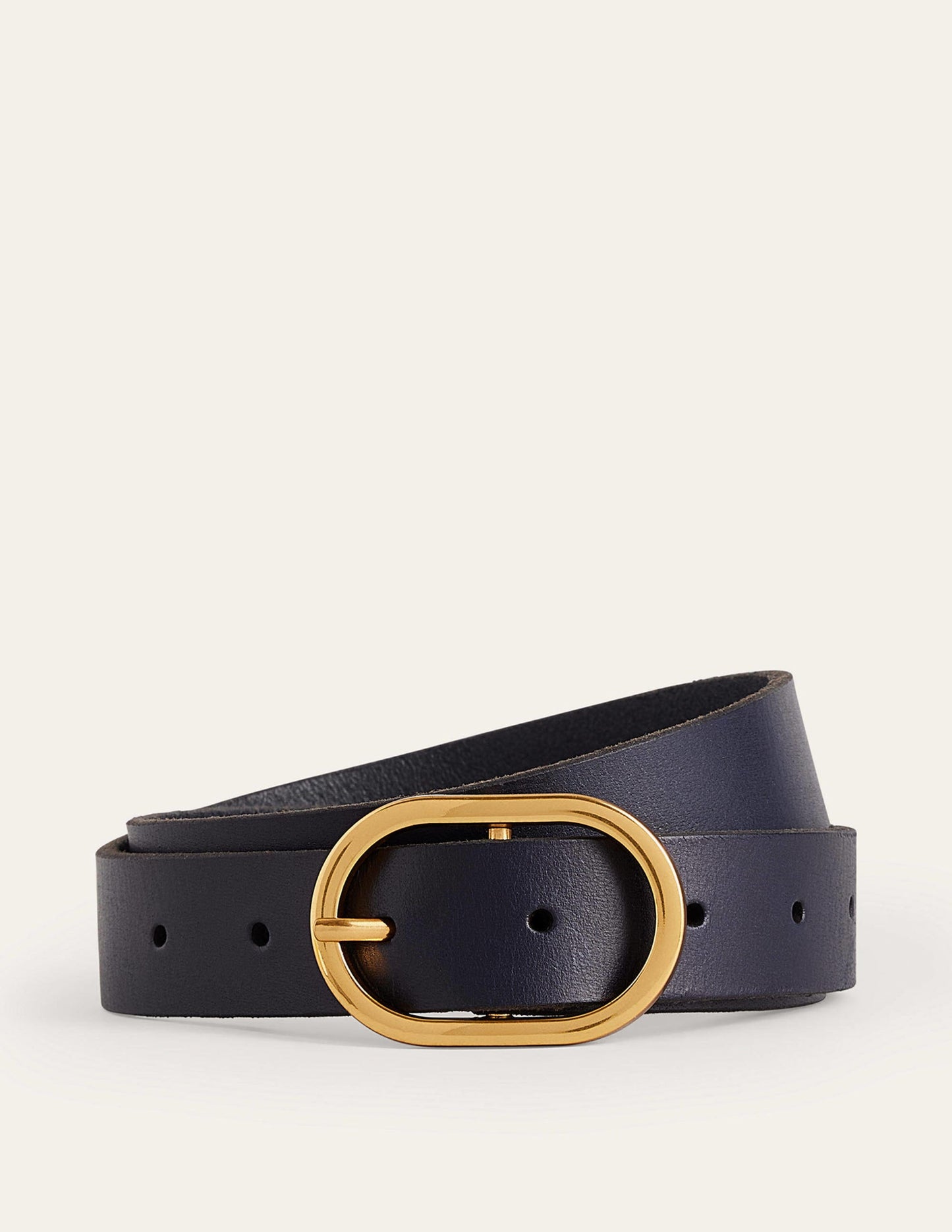 Ceinture classique en cuir-Bleu Marine, Petits Pois