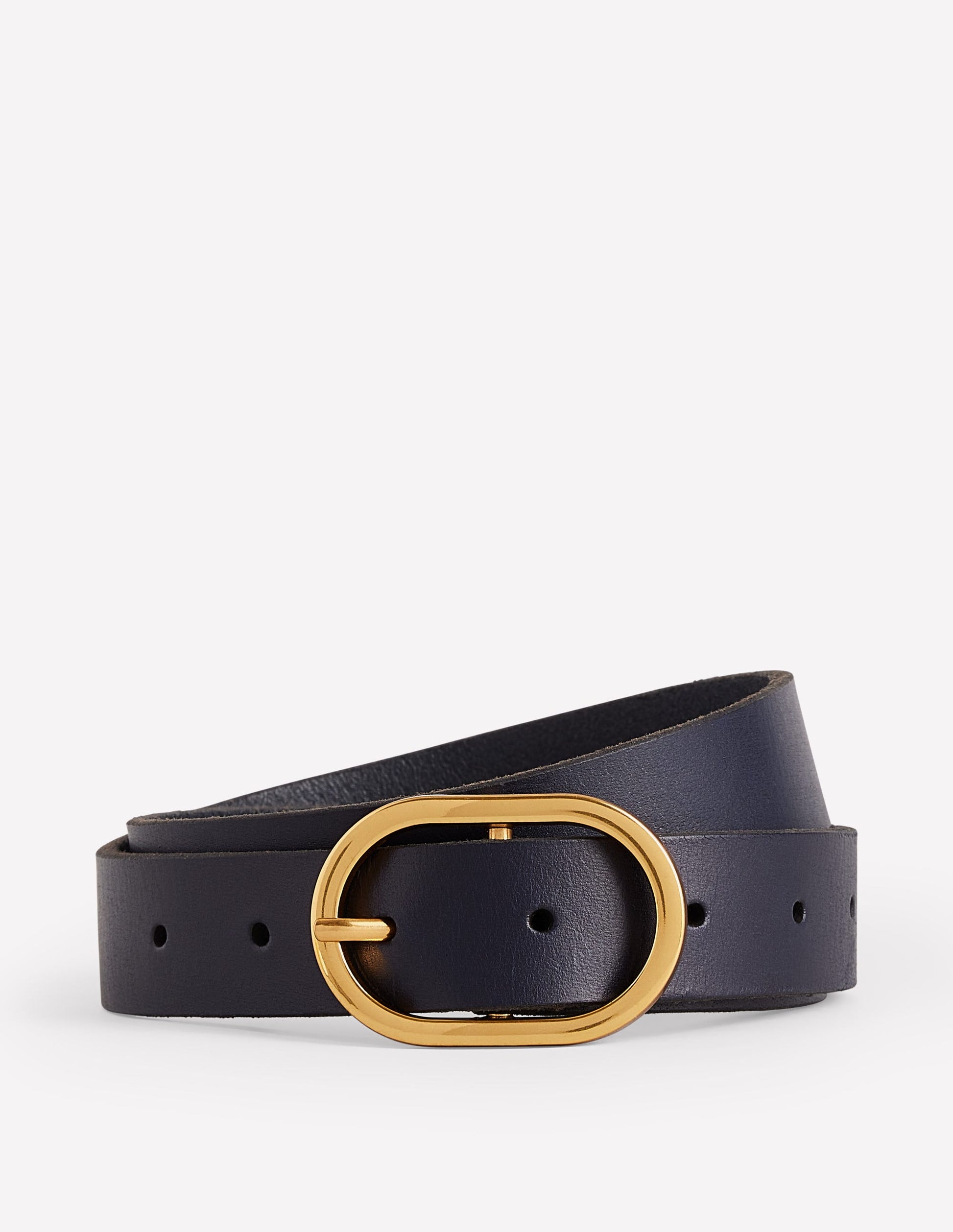 Ceinture classique en cuir-Bleu Marine, Petits Pois-2