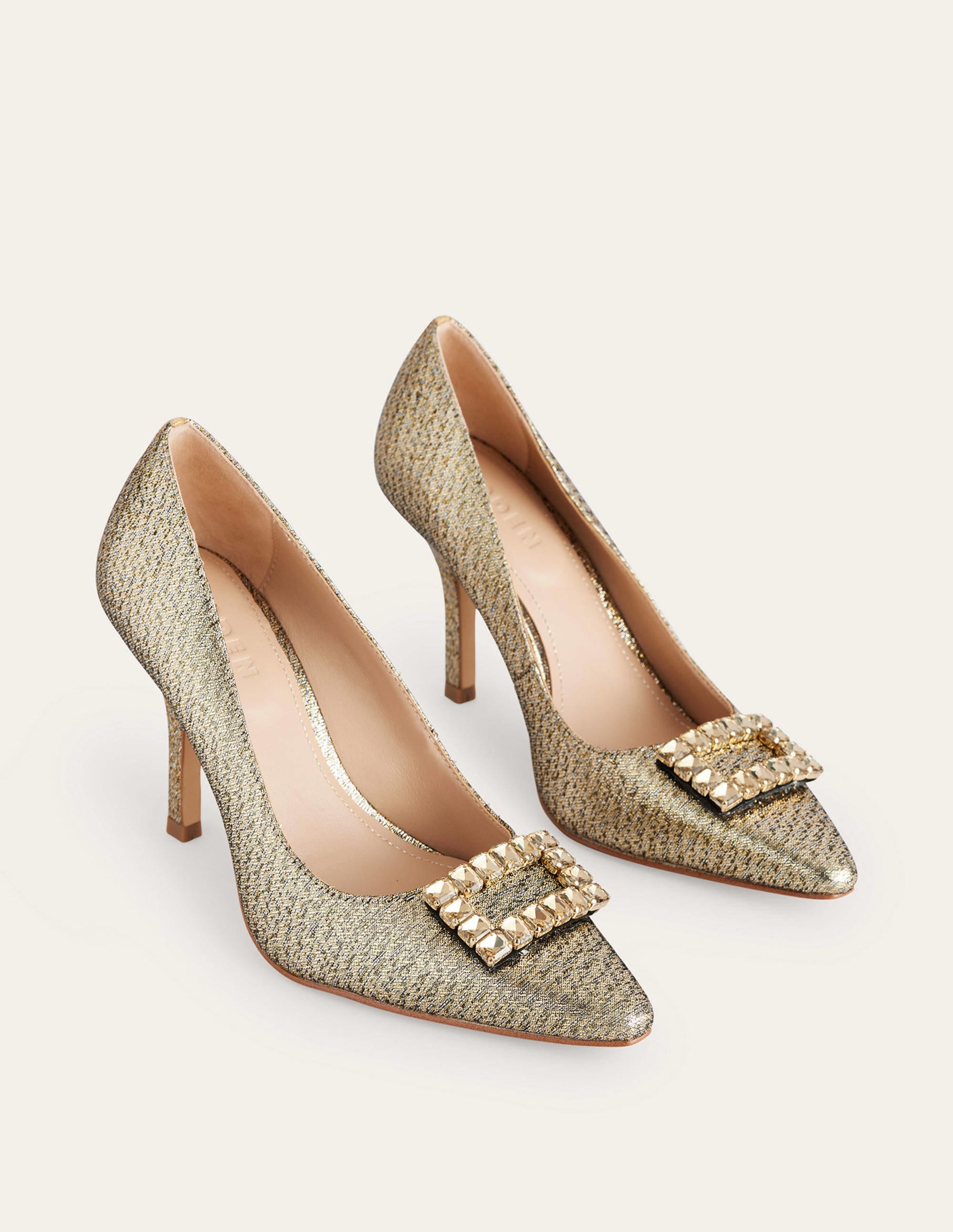 Escarpins ornementés à talons-Doré métallisé - Image 3