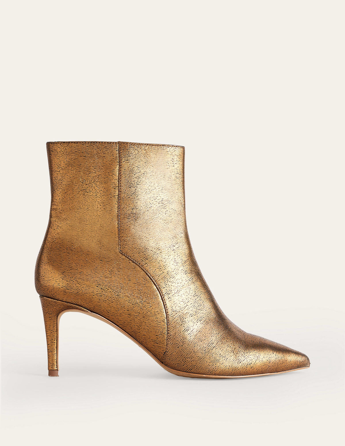Knöchelhohe Stiefel mit spitzer Zehenpartie-Gold Metallic-Leder - Image 3