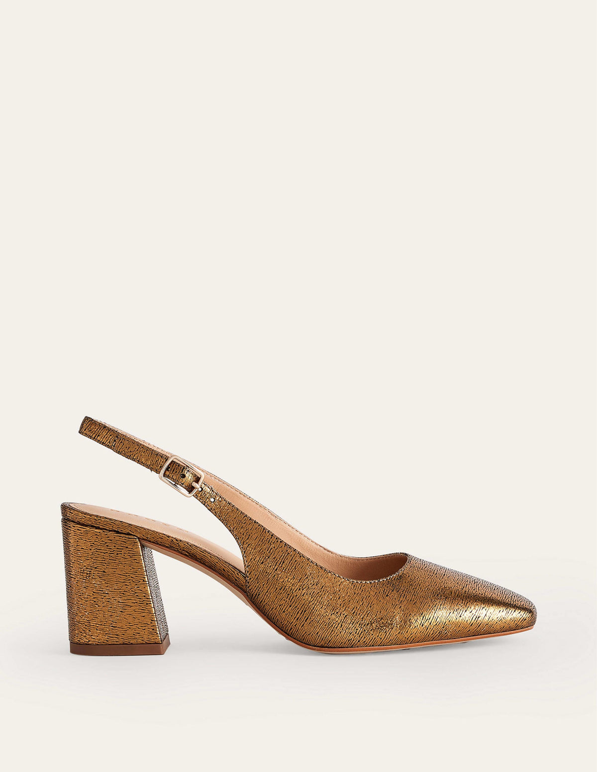 Halbhohe Riemchen-Pumps-Gold Metallic-Leder - Image 2