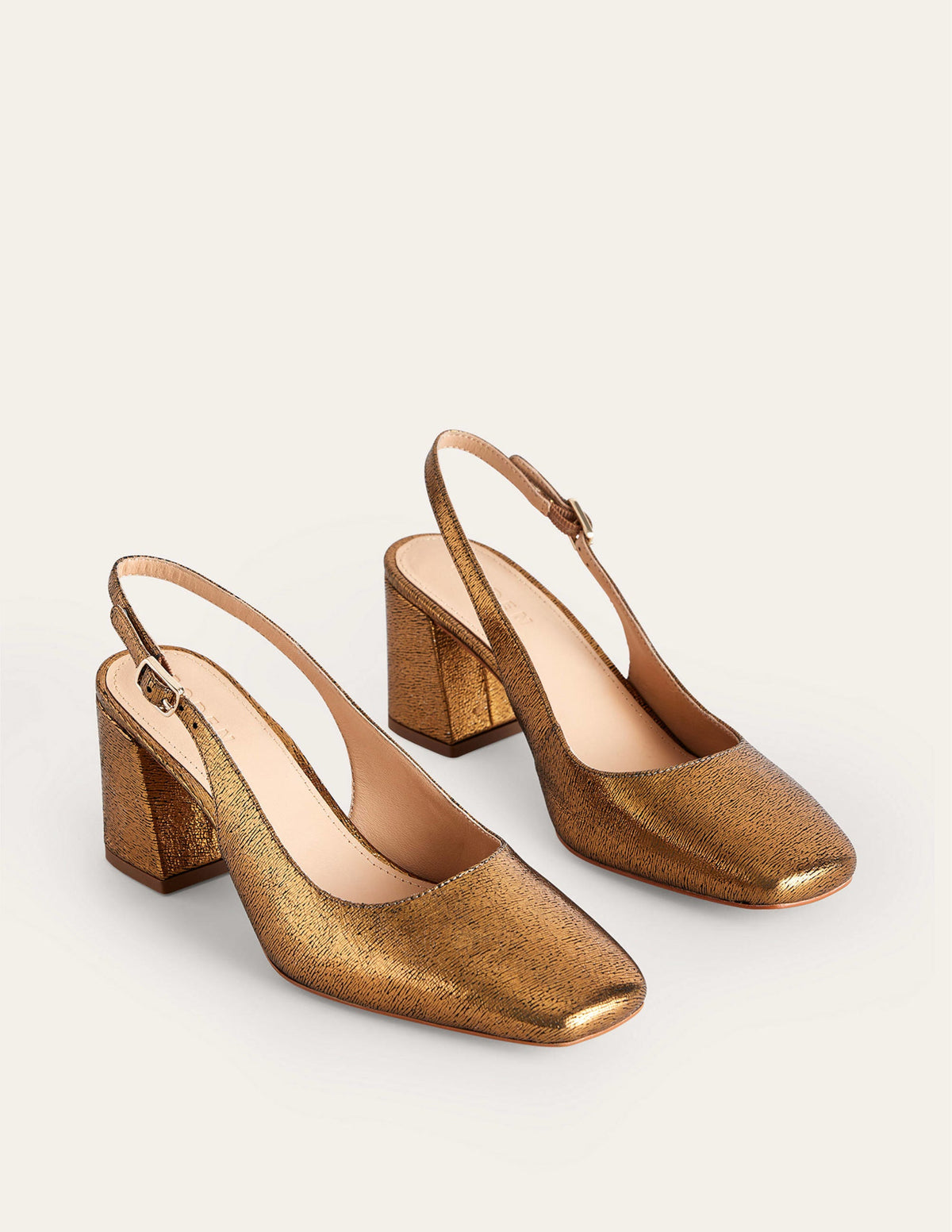 Halbhohe Riemchen-Pumps-Gold Metallic-Leder-3