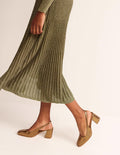 Halbhohe Riemchen-Pumps-Gold Metallic-Leder