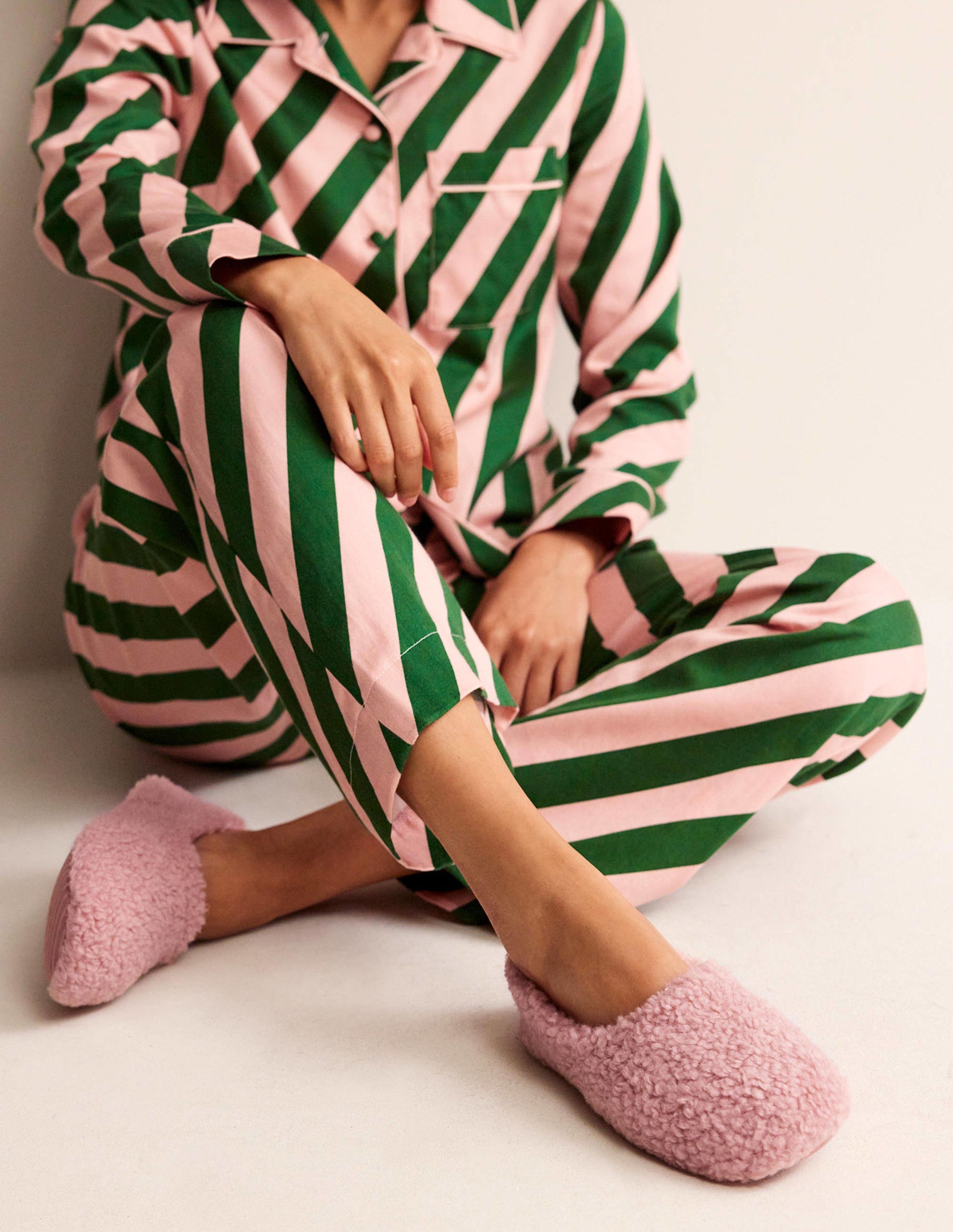 Chaussons en borg style ballerines-Rose-1